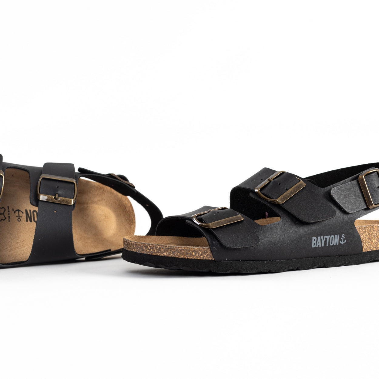 Achilles Black Multi-Strap Sandals