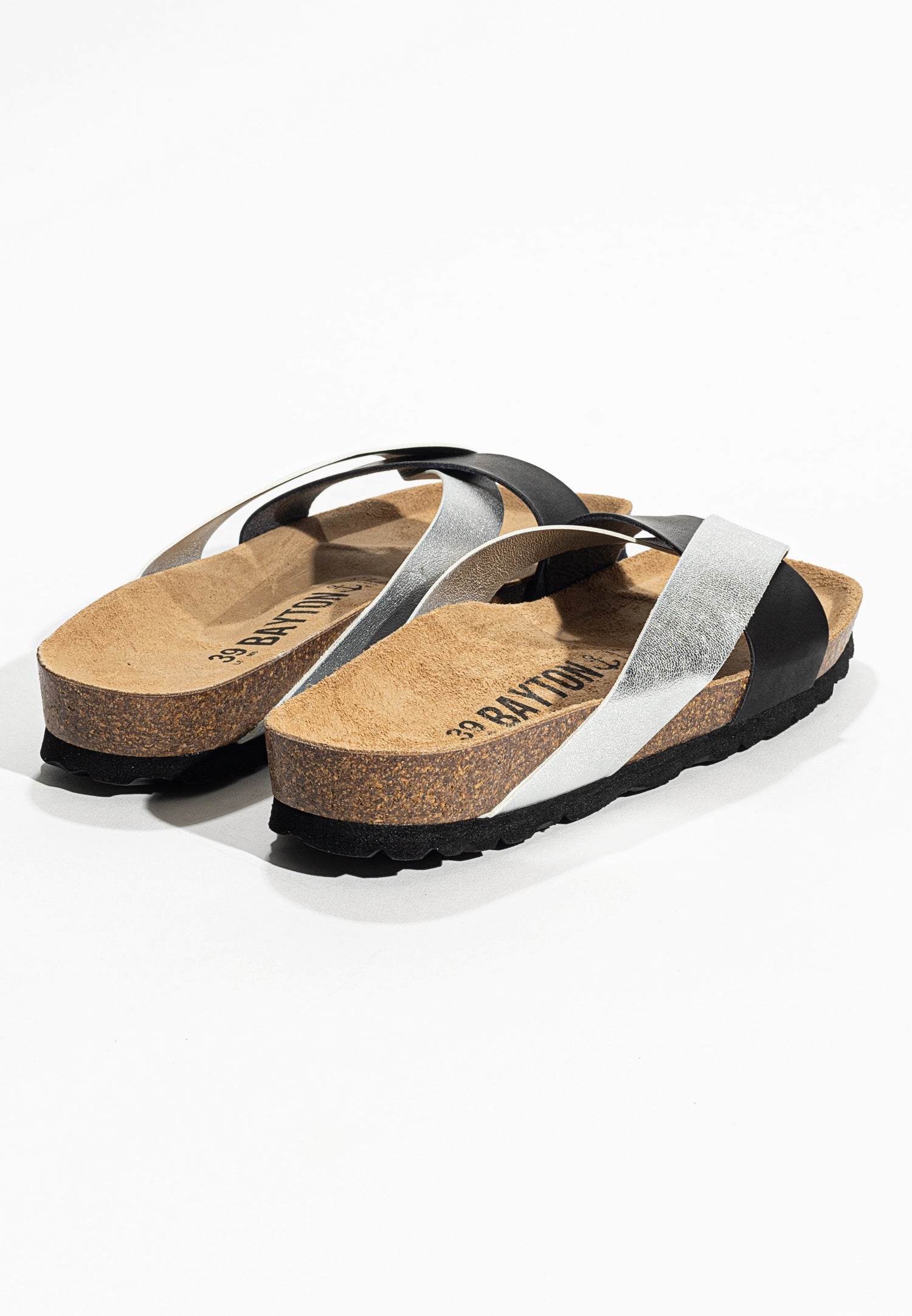 Mildura Black and Silver 2 Strap Sandals