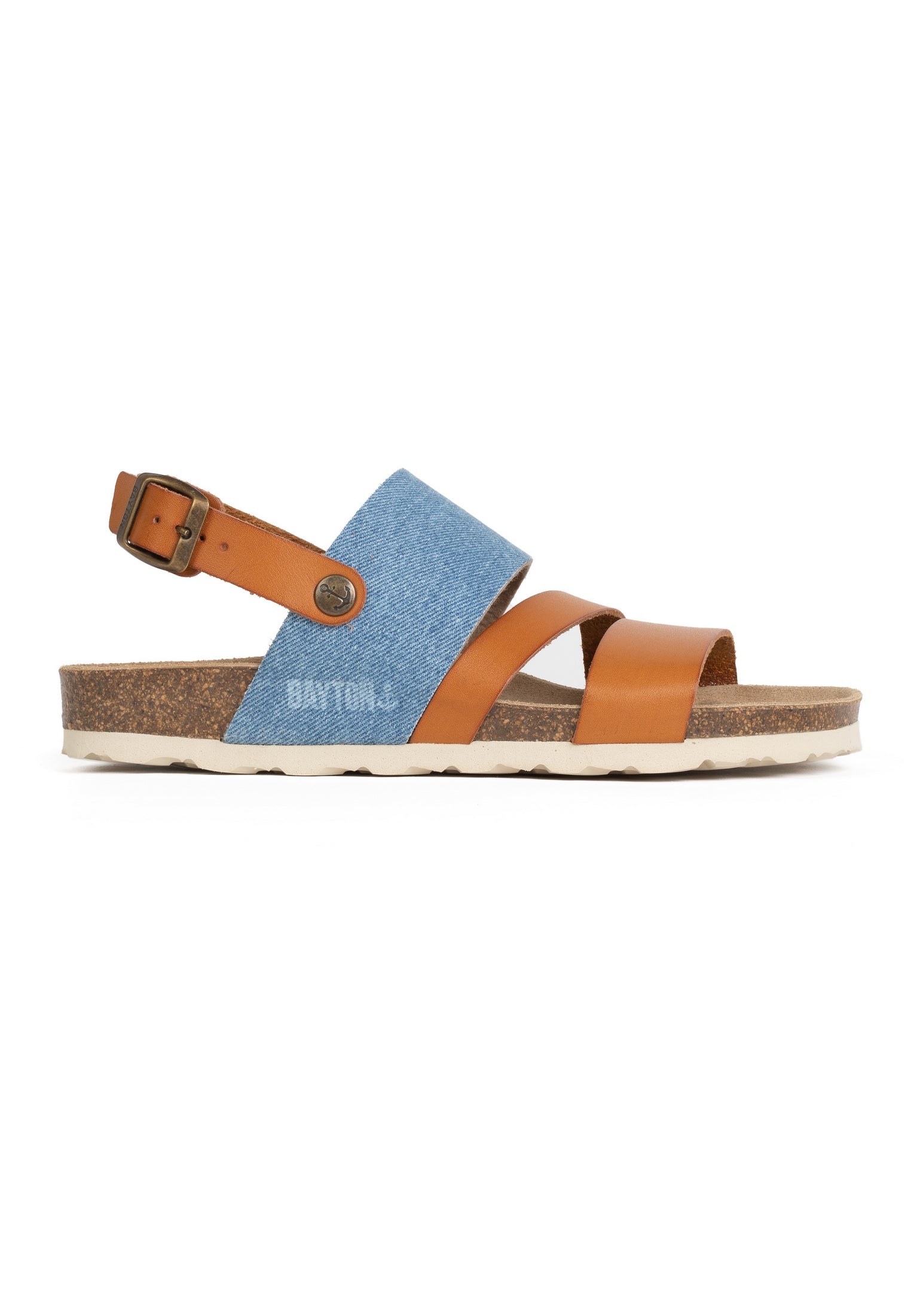 Sandalias Vitoria Multibrides Color Tostado Y Azul Denim