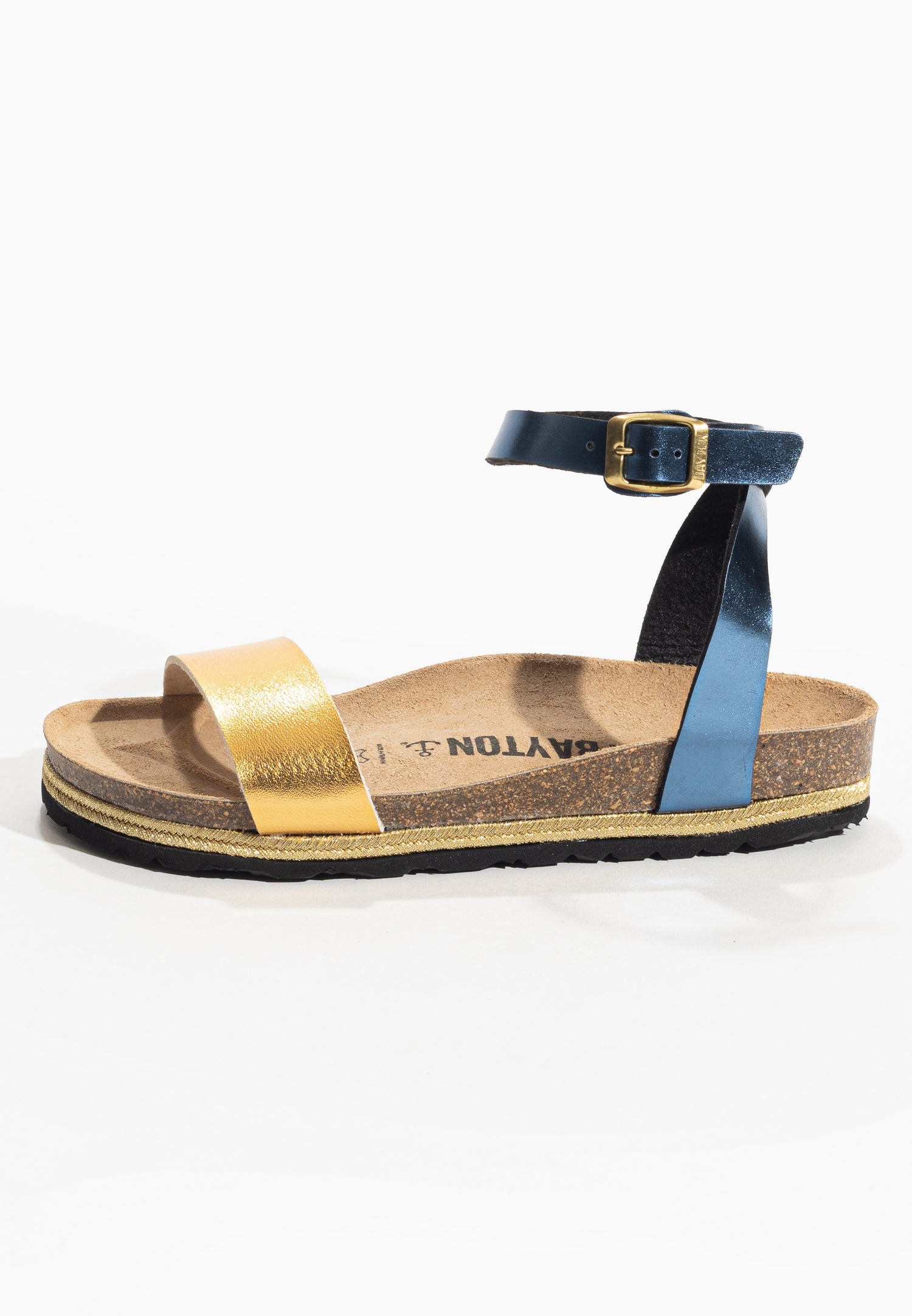 Jovial Navy Blue and Gold Multi-Strap Sandals