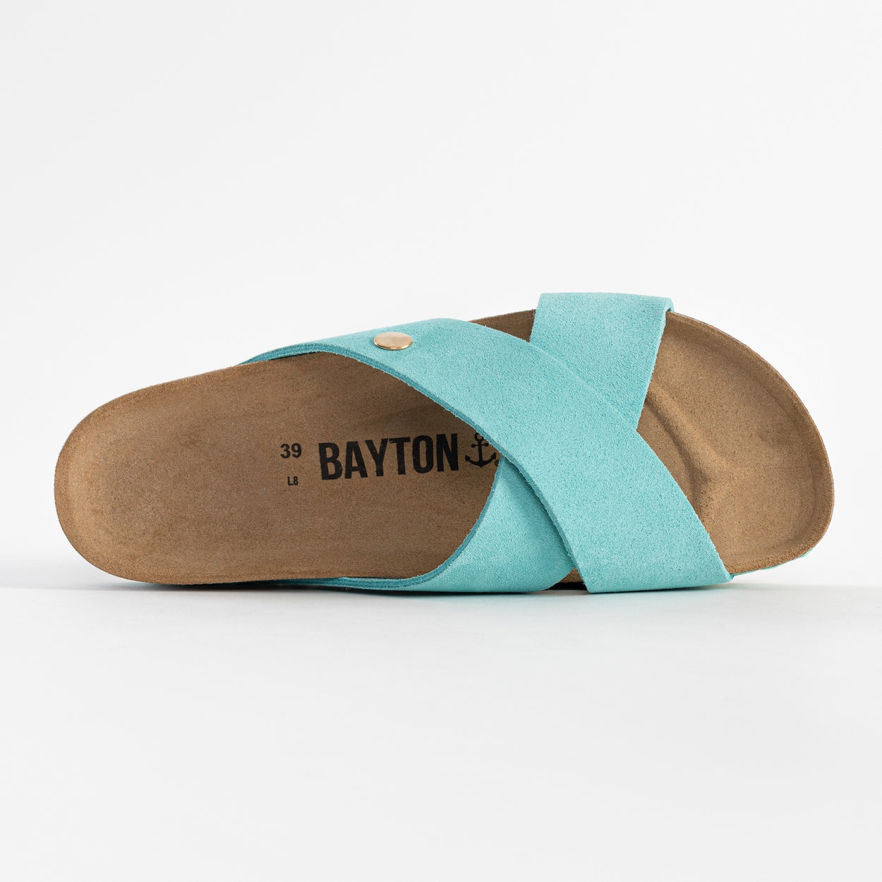 Burgos Sky Blue Suede Leather 2 Strap Sandals