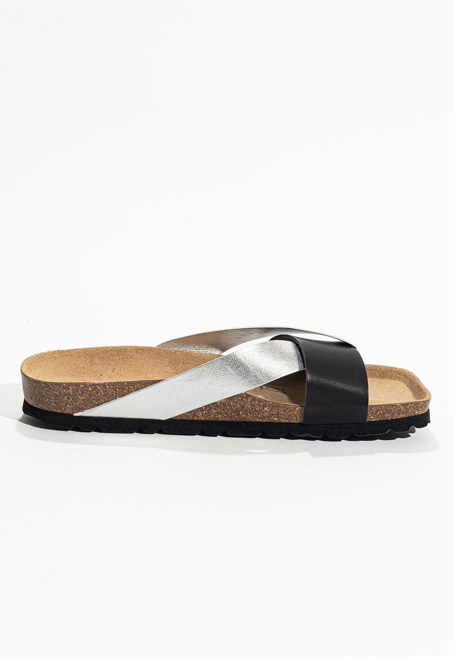 Mildura Black and Silver 2 Strap Sandals