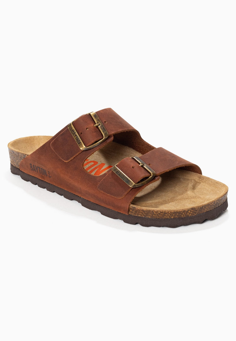 Atlas Brown 2 Strap Sandals 100% Leather