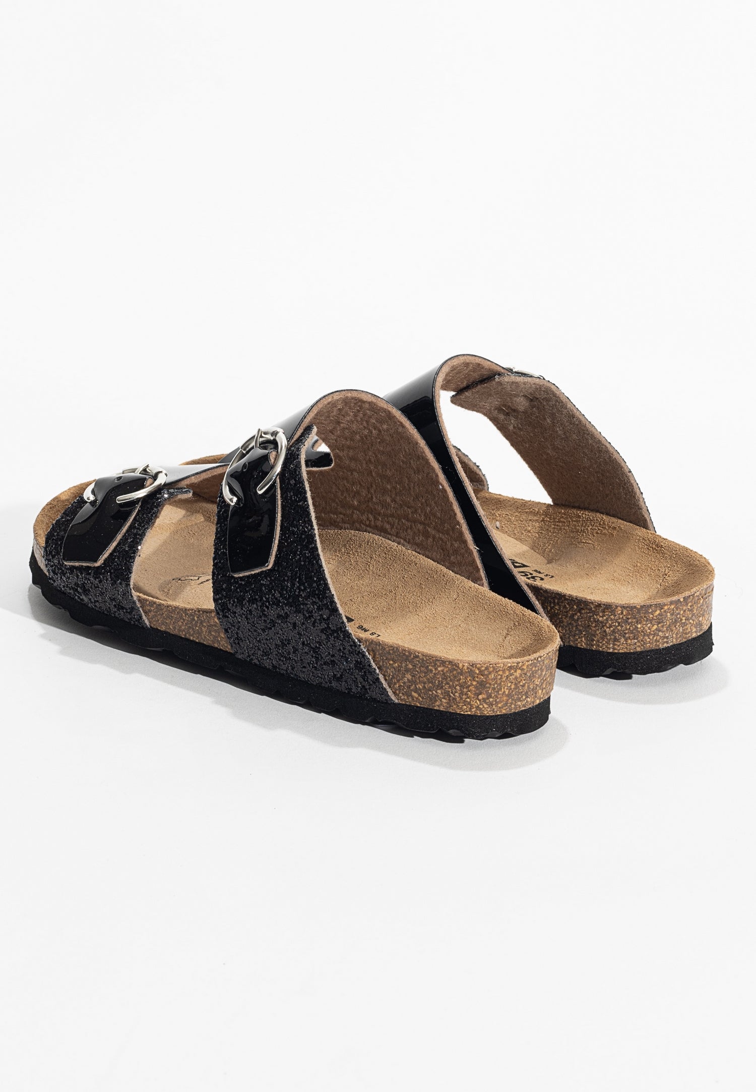 Ilithyie Black and Glitter 2 Strap Sandals