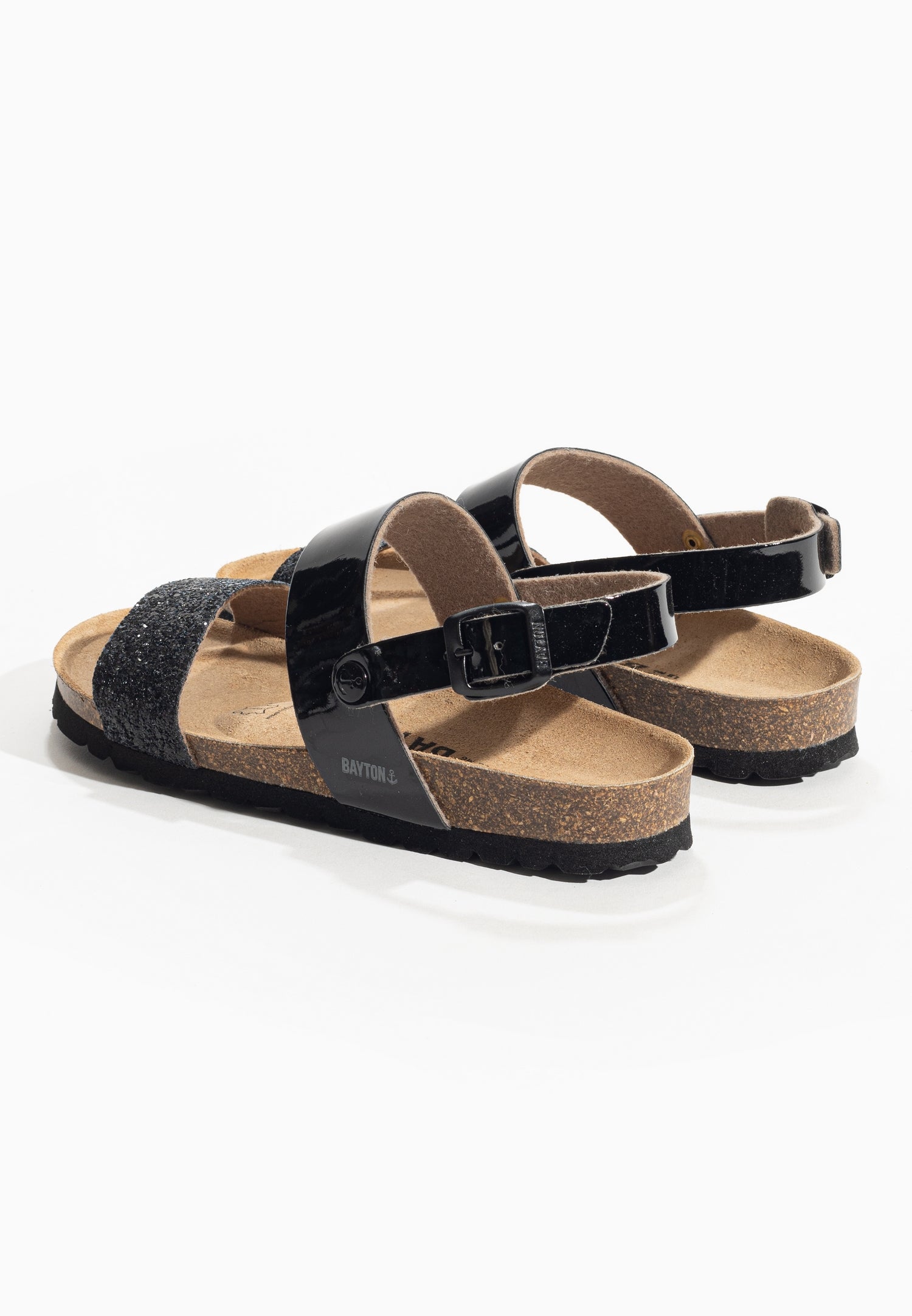 Abyss Black and Glitter Multi-Strap Sandals