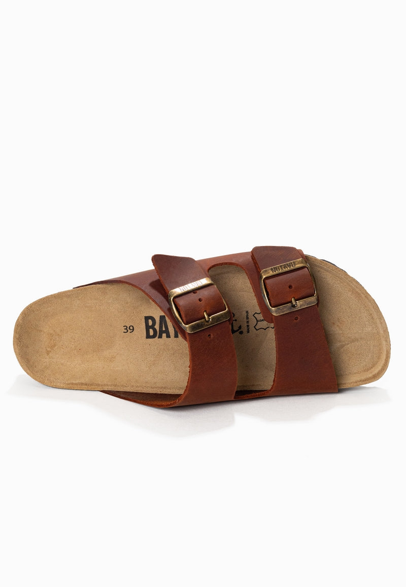 Sandales 2 Brides Atlas Marron 100% Cuir