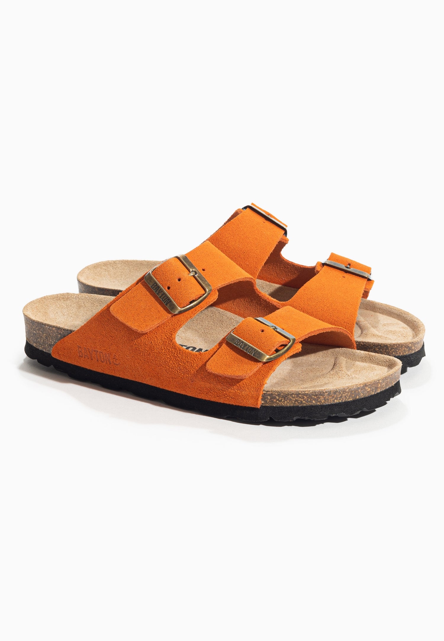 Tracy Orange Suede Leather 2 Strap Sandals