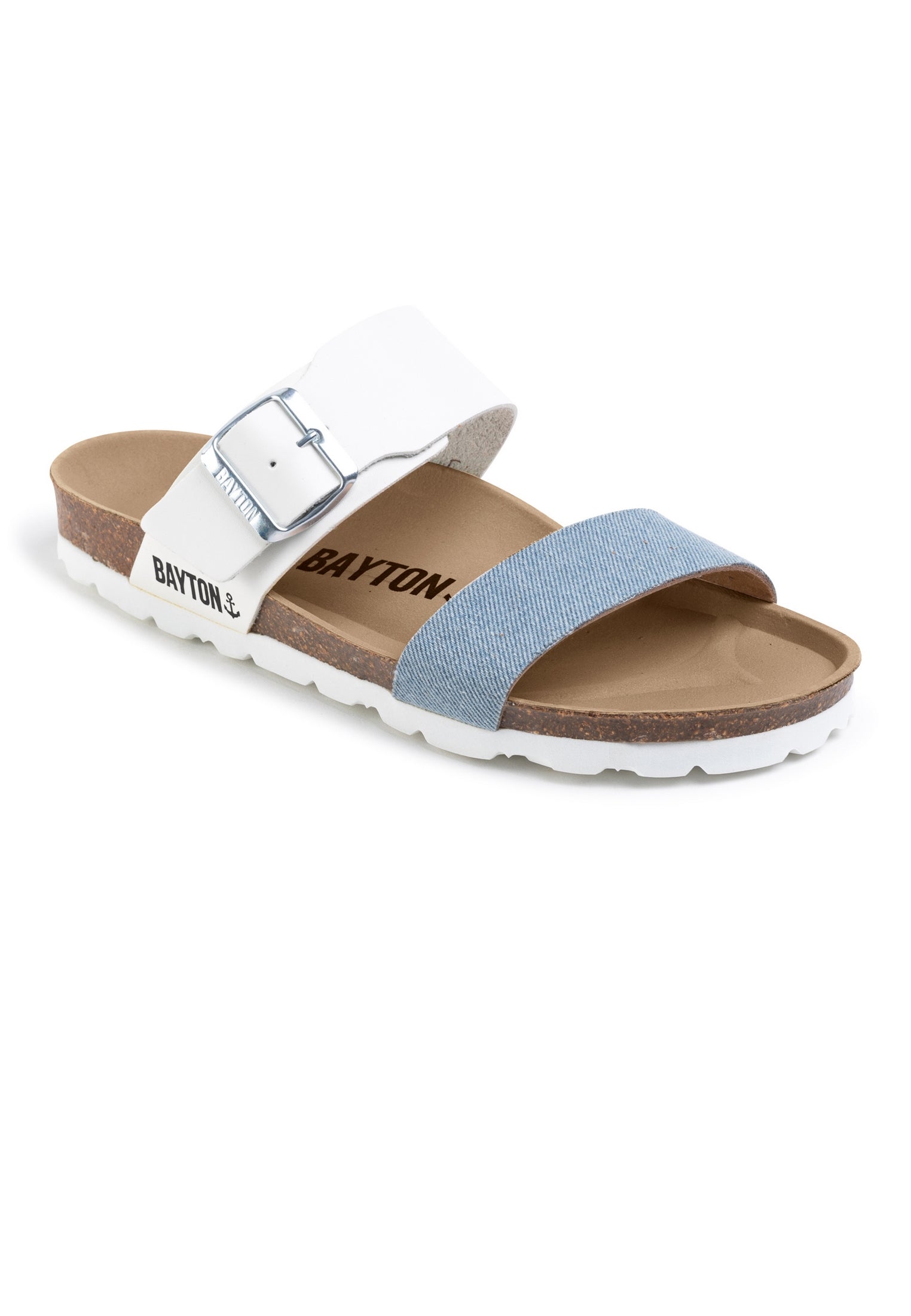 2 Straps Valence Sandals Sky Blue Denim and White