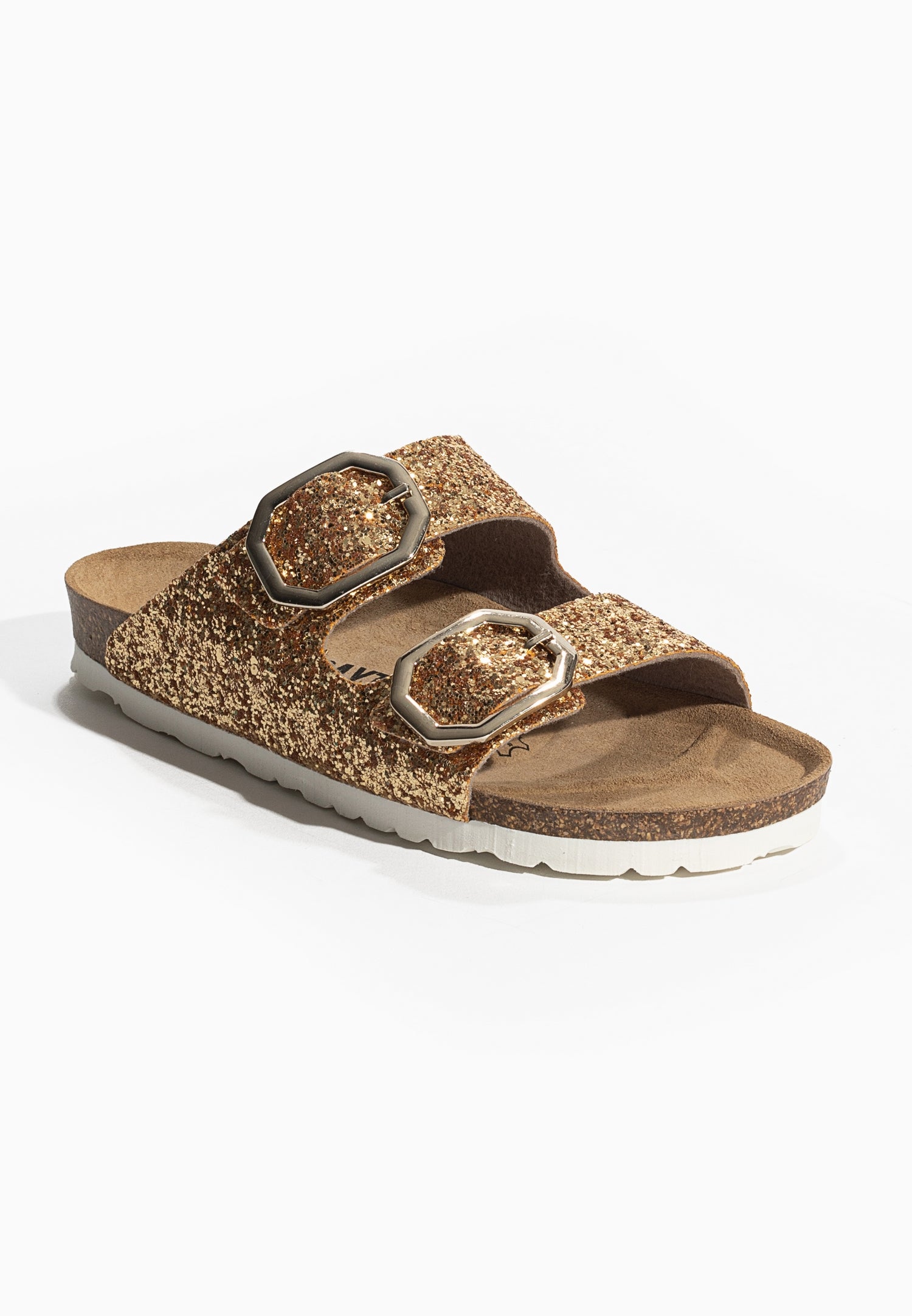 Atlas Gold Glitter 2 Strap Sandals