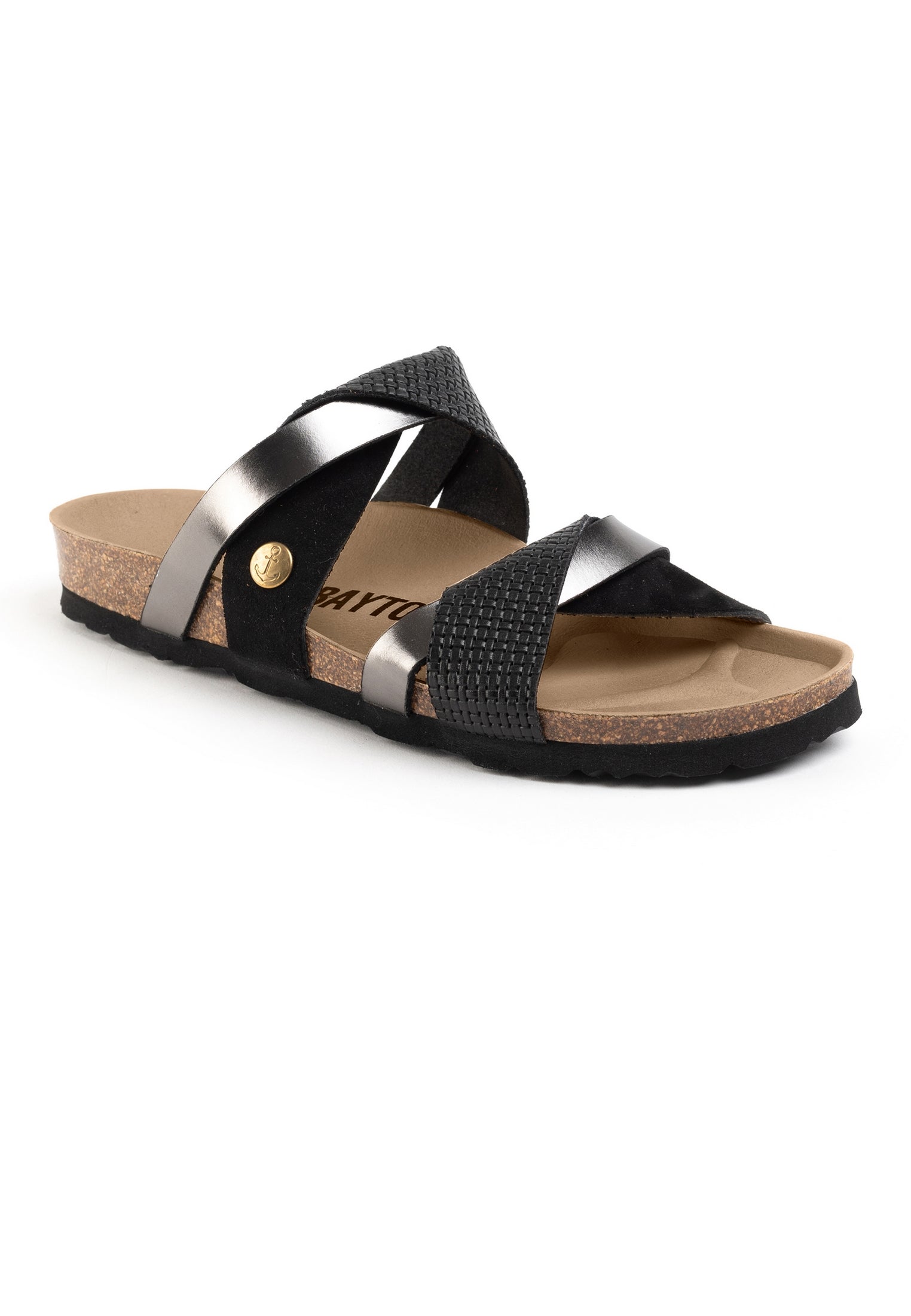 Sandales 2 Brides Biarritz Noir Et Anthracite