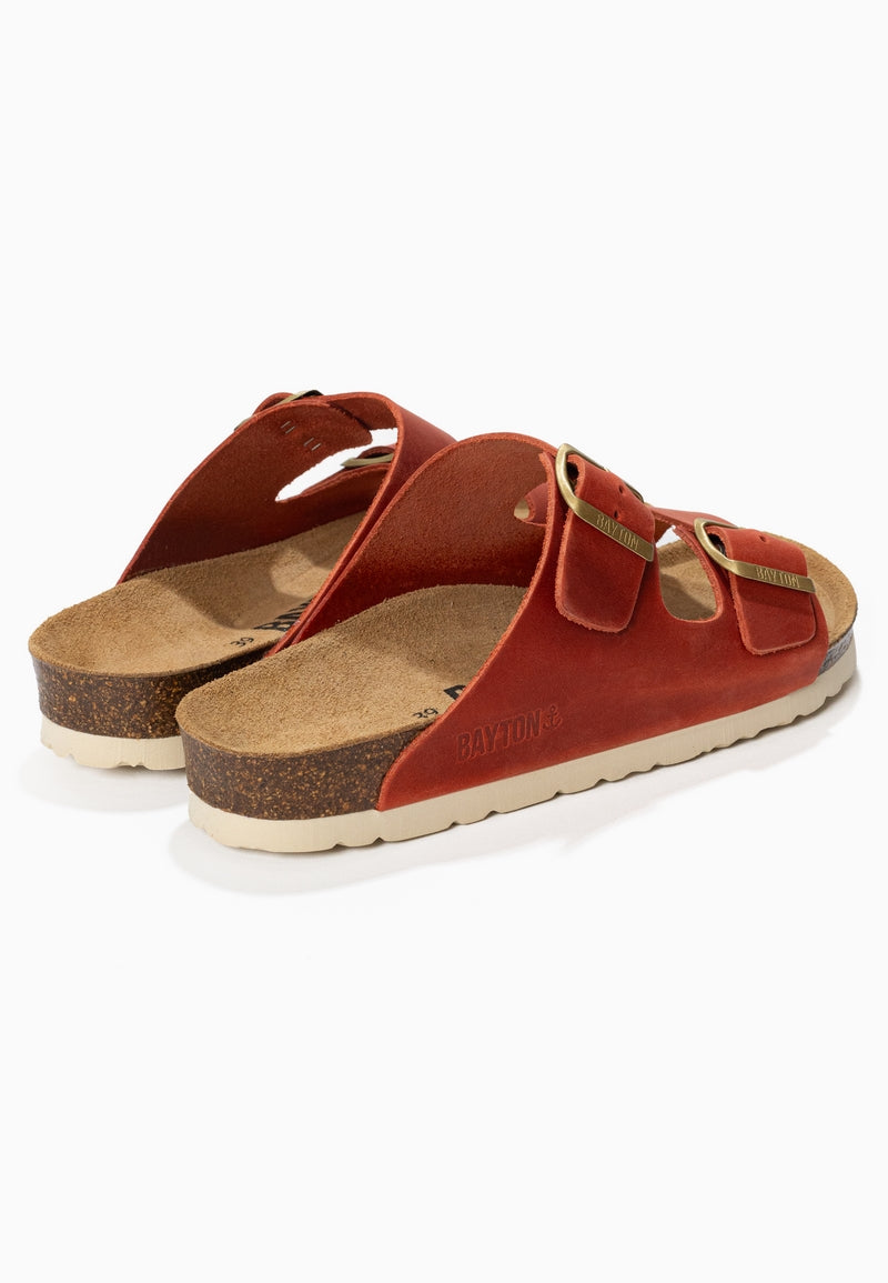 Sandales 2 Brides Atlas Orange 100% Cuir