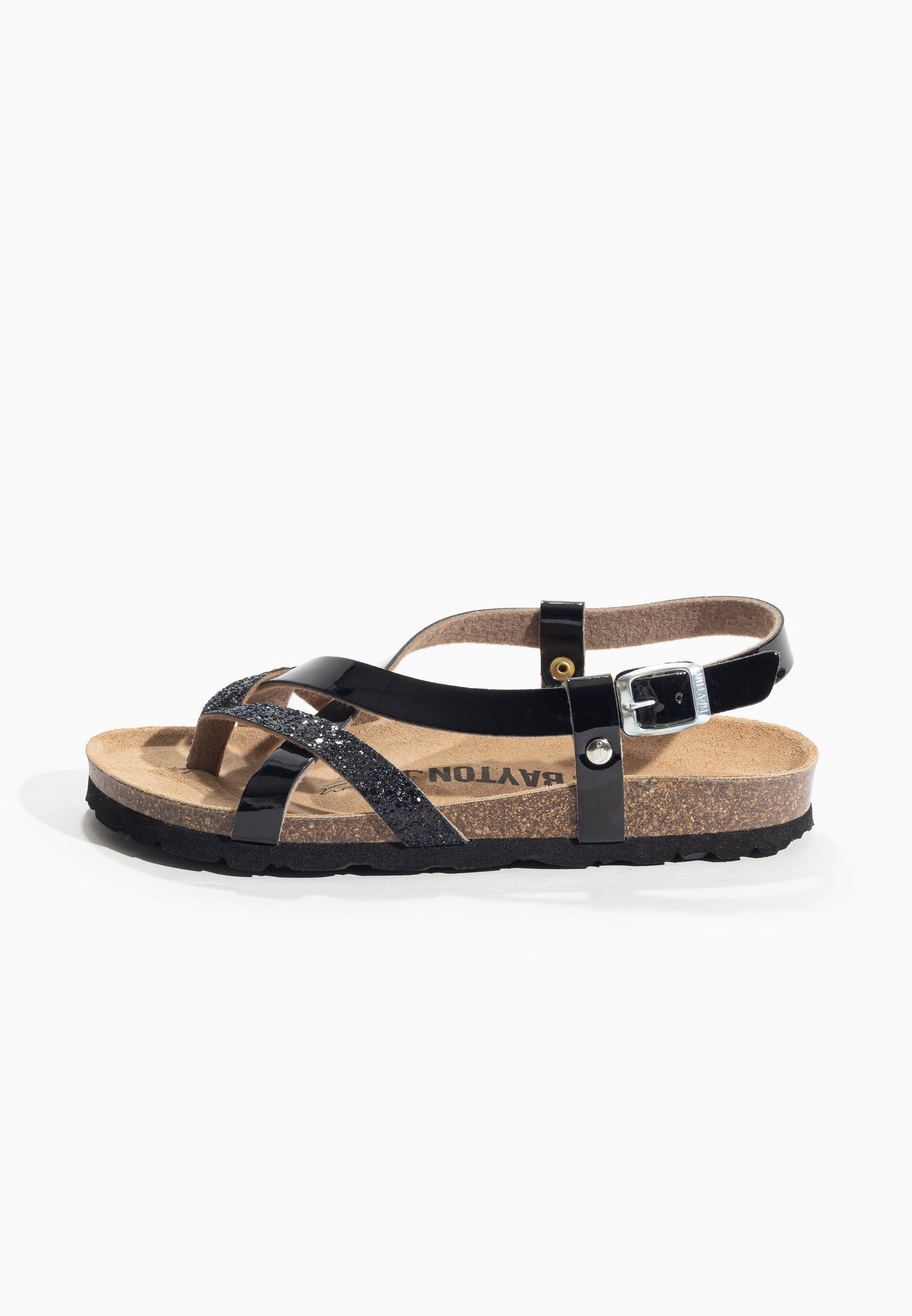 Alambra Black and Glitter Multi-Strap Sandals