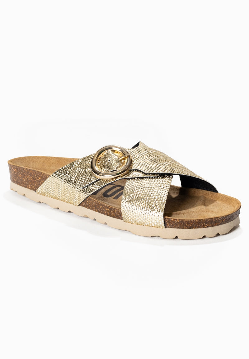 Dushan Gold 2 Strap Sandals