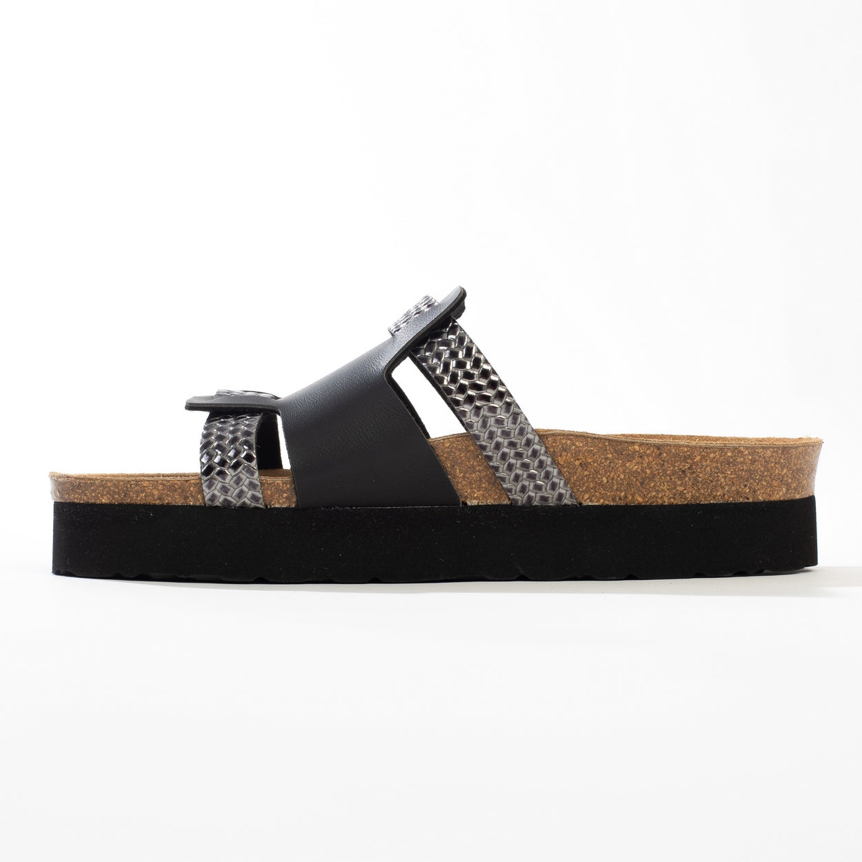 Lecce Black and Anthracite Platform Sandals