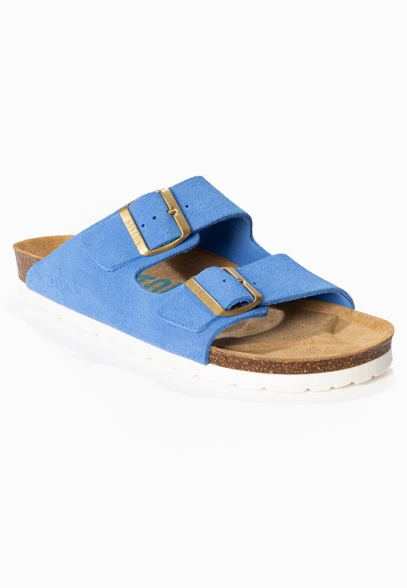 Atlas Blue Suede Leather 2 Strap Sandals