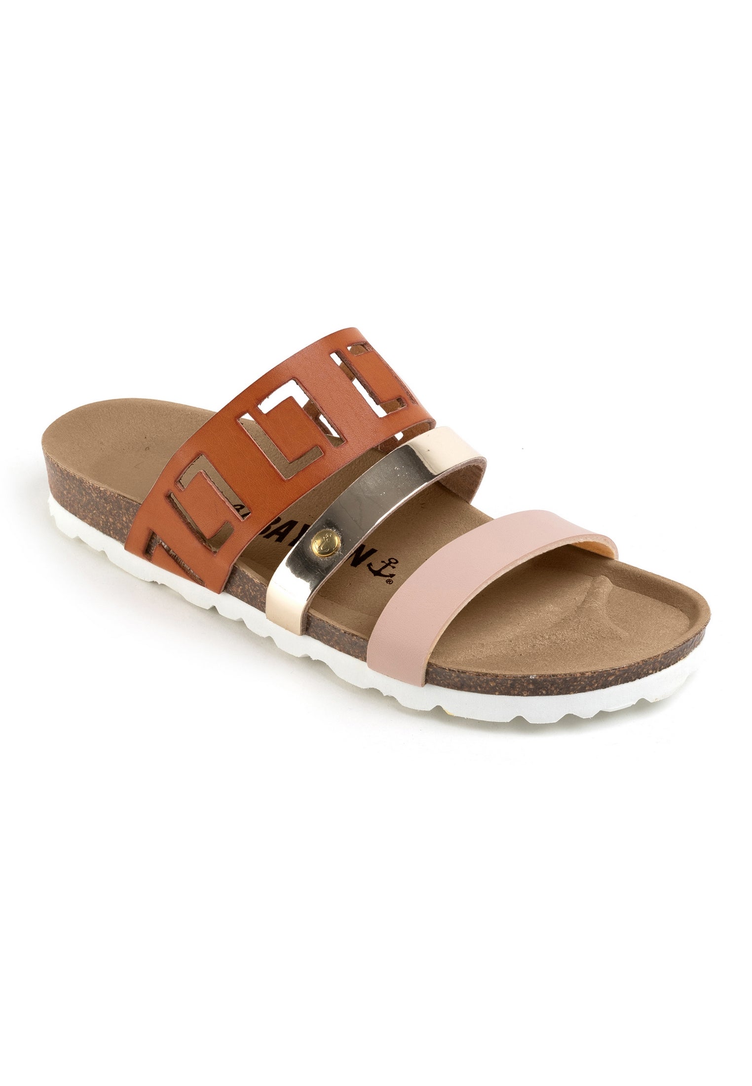 Sandalias Galice Con Varias Tiras En Piel Y Camel