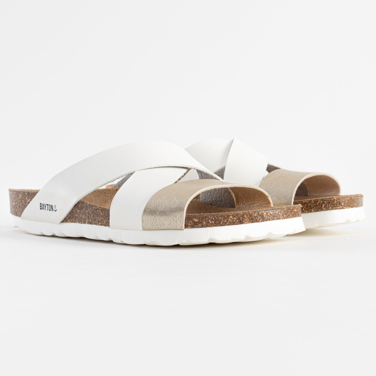 Seville White and Gold Multi-Strap Sandals