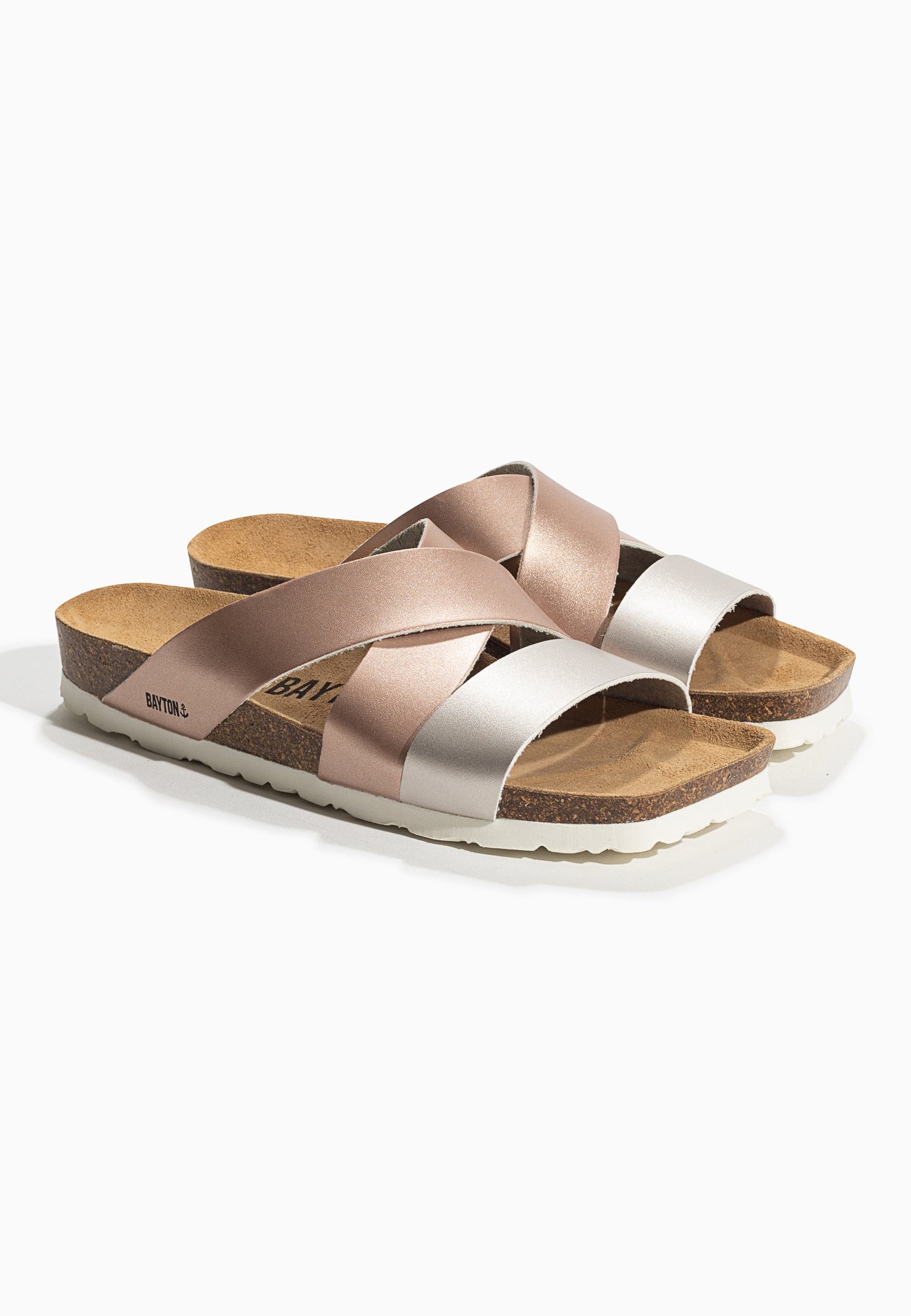 Seville Rose Gold and Silver Multi-Strap Sandals