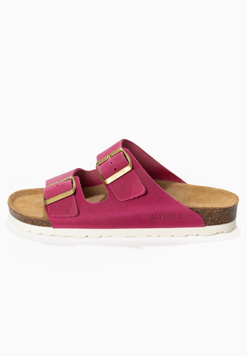 Sandales 2 Brides Atlas Fuschia 100% Cuir