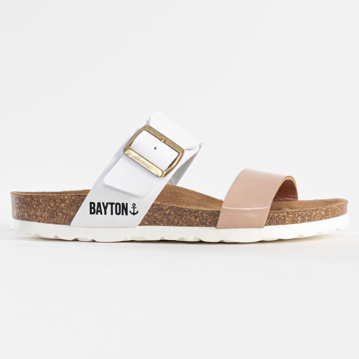 Valencia White and Nude 2 Strap Sandals