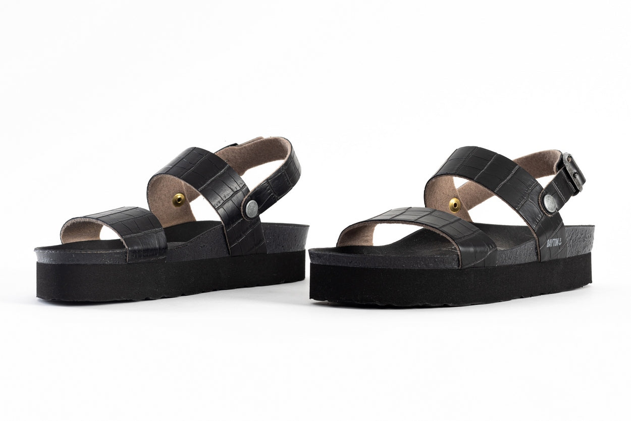 Almeria Black Platform Sandals