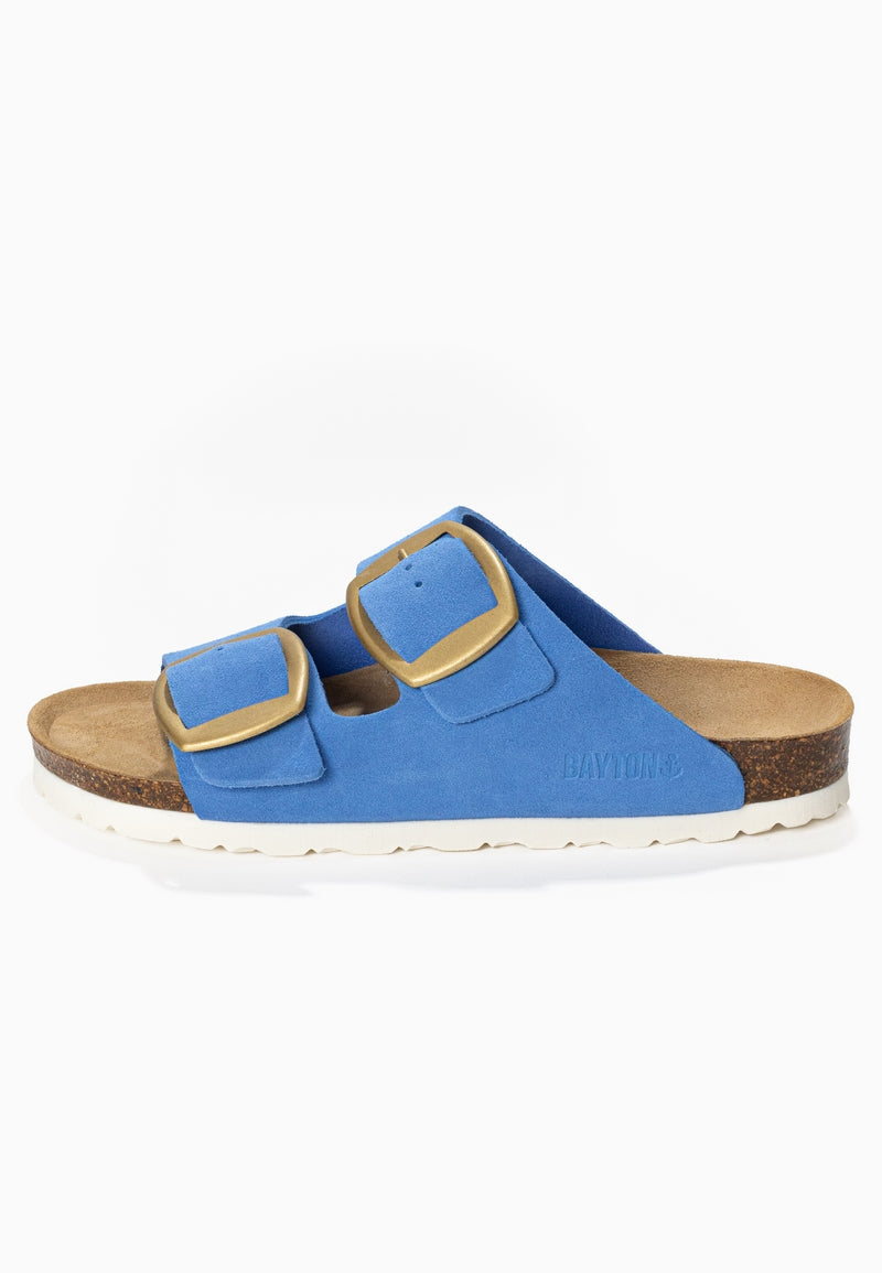 Alicante Blue Suede Leather 2 Strap Sandals