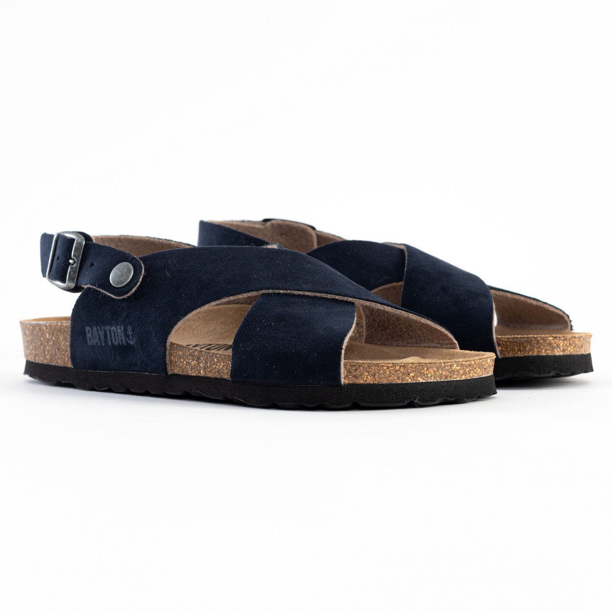 Navy Blue Tweed Multi-Strap Sandals