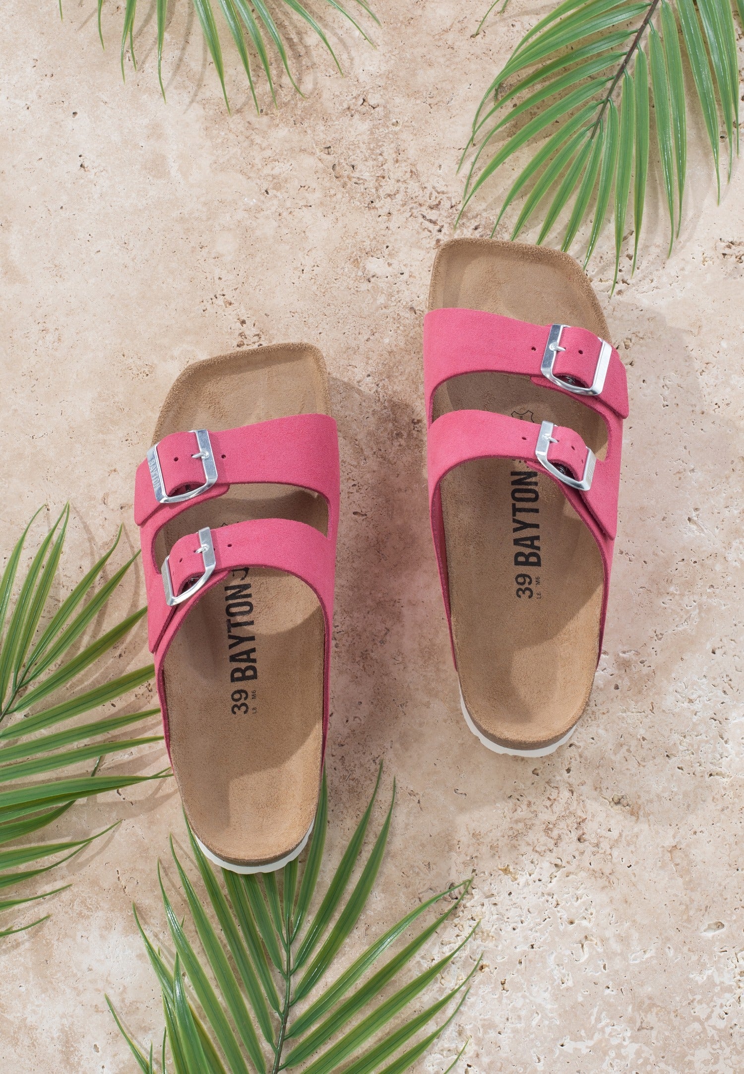 Atlas Rose Suede Leather 2 Strap Sandals