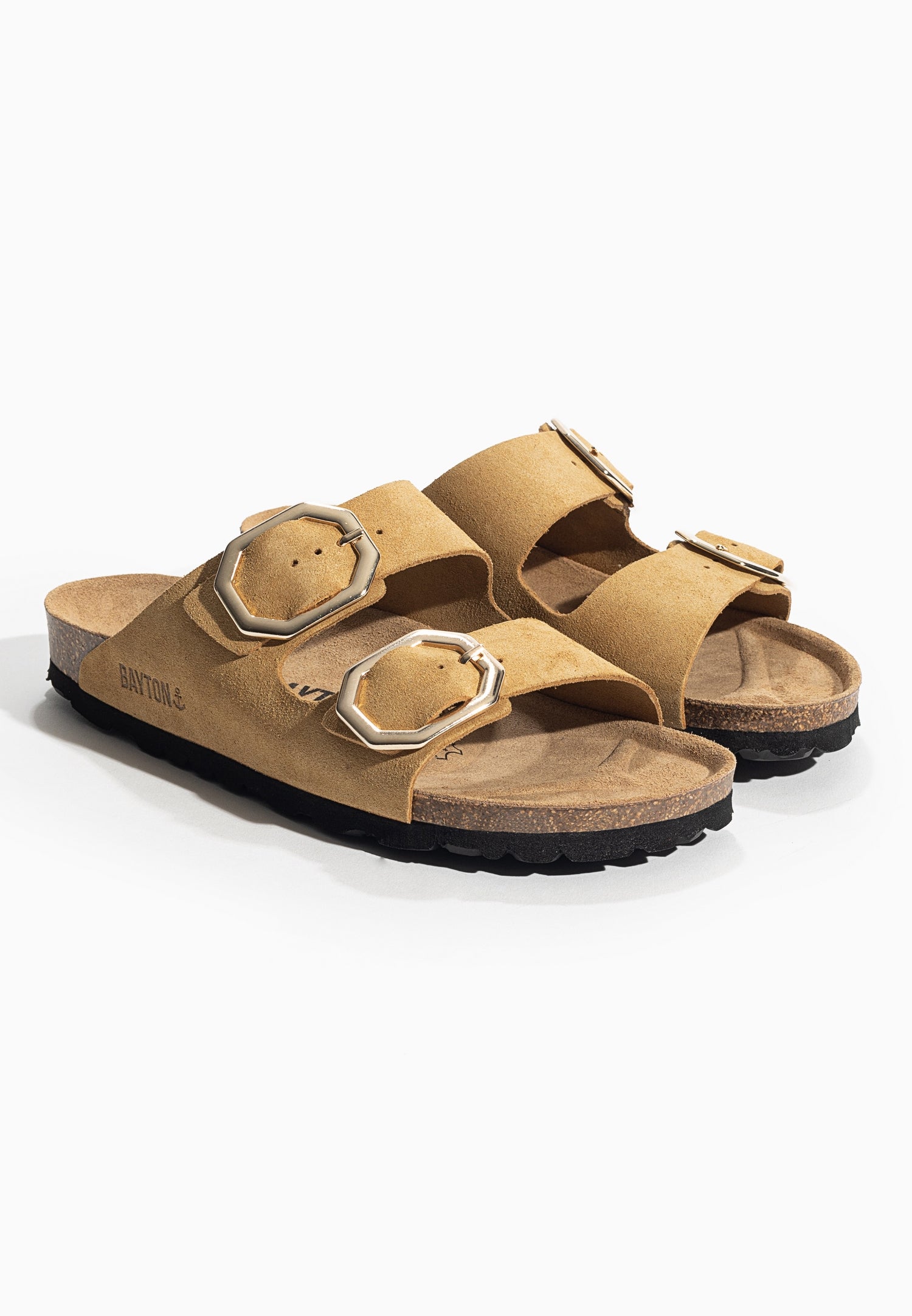 Atlas Camel Suede Leather 2 Strap Sandals