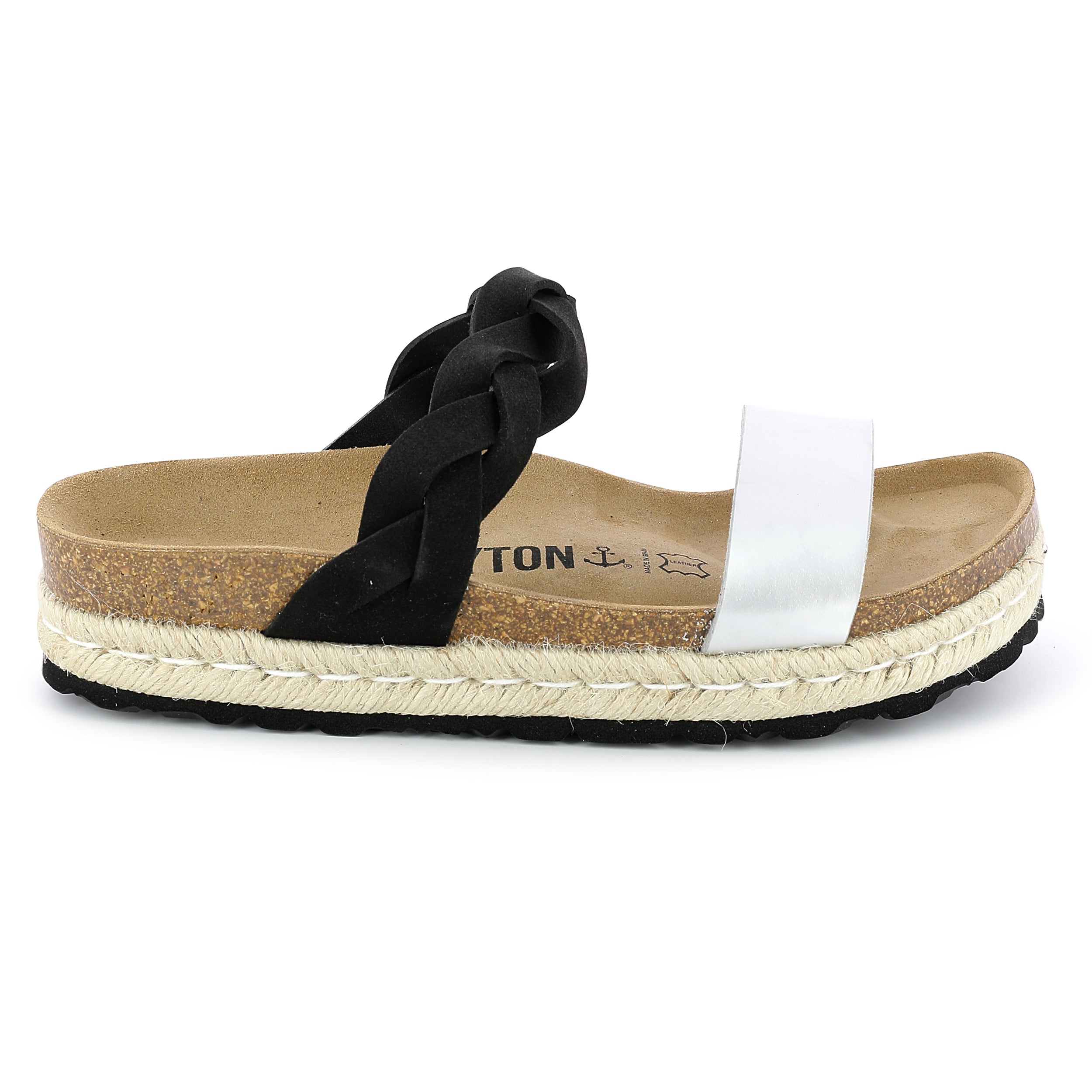 Sandalias con plataforma Clarence en negro y plateado