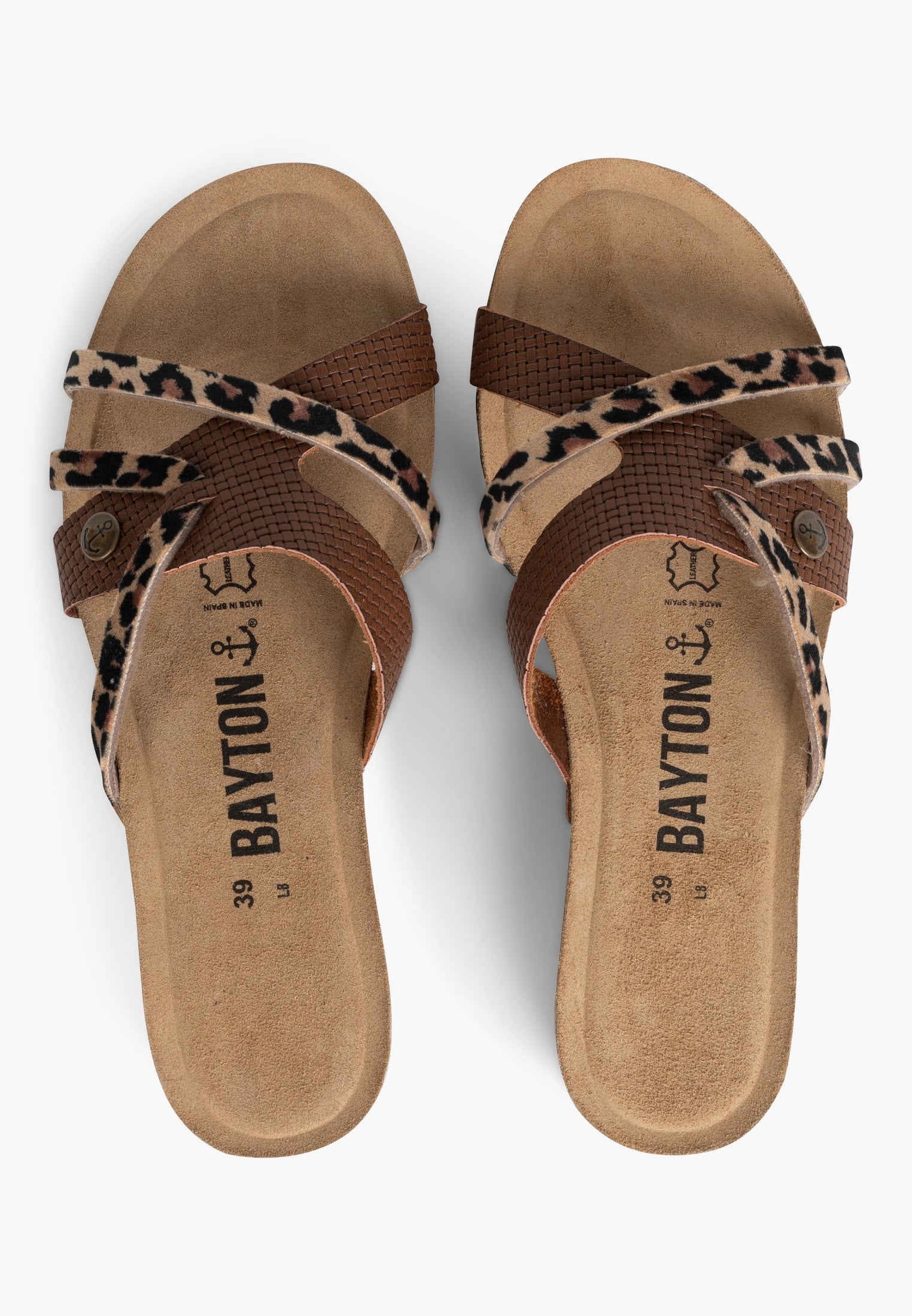 Sandalias Slimen Con Múltiples Tiras Marrón Y Leopardo