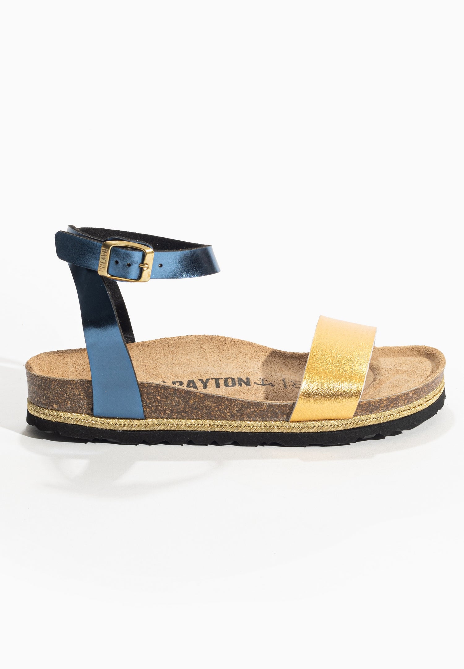 Jovial Navy Blue and Gold Multi-Strap Sandals