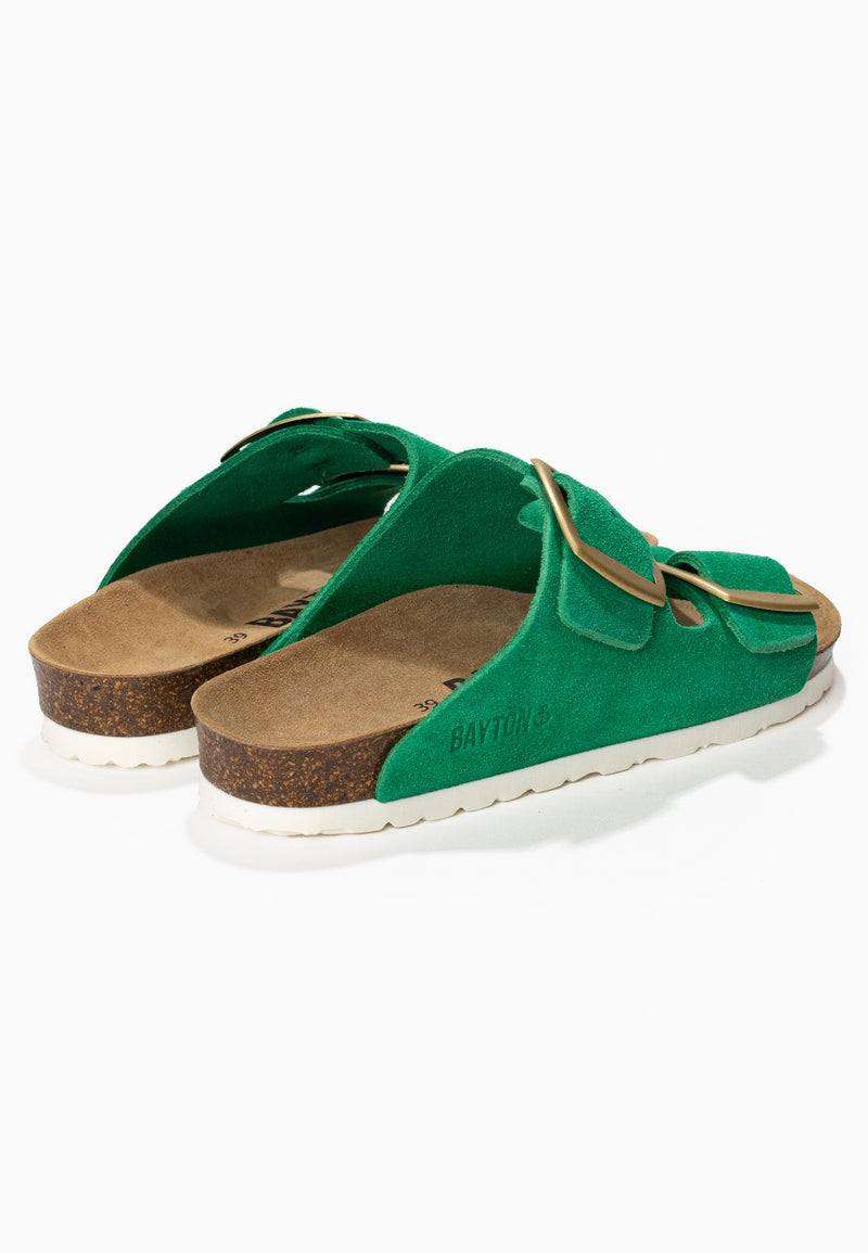 Alicante Green Suede Leather 2 Strap Sandals