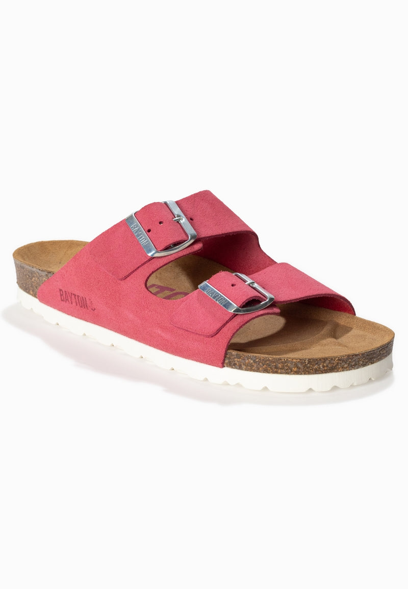 Atlas Rose Suede Leather 2 Strap Sandals