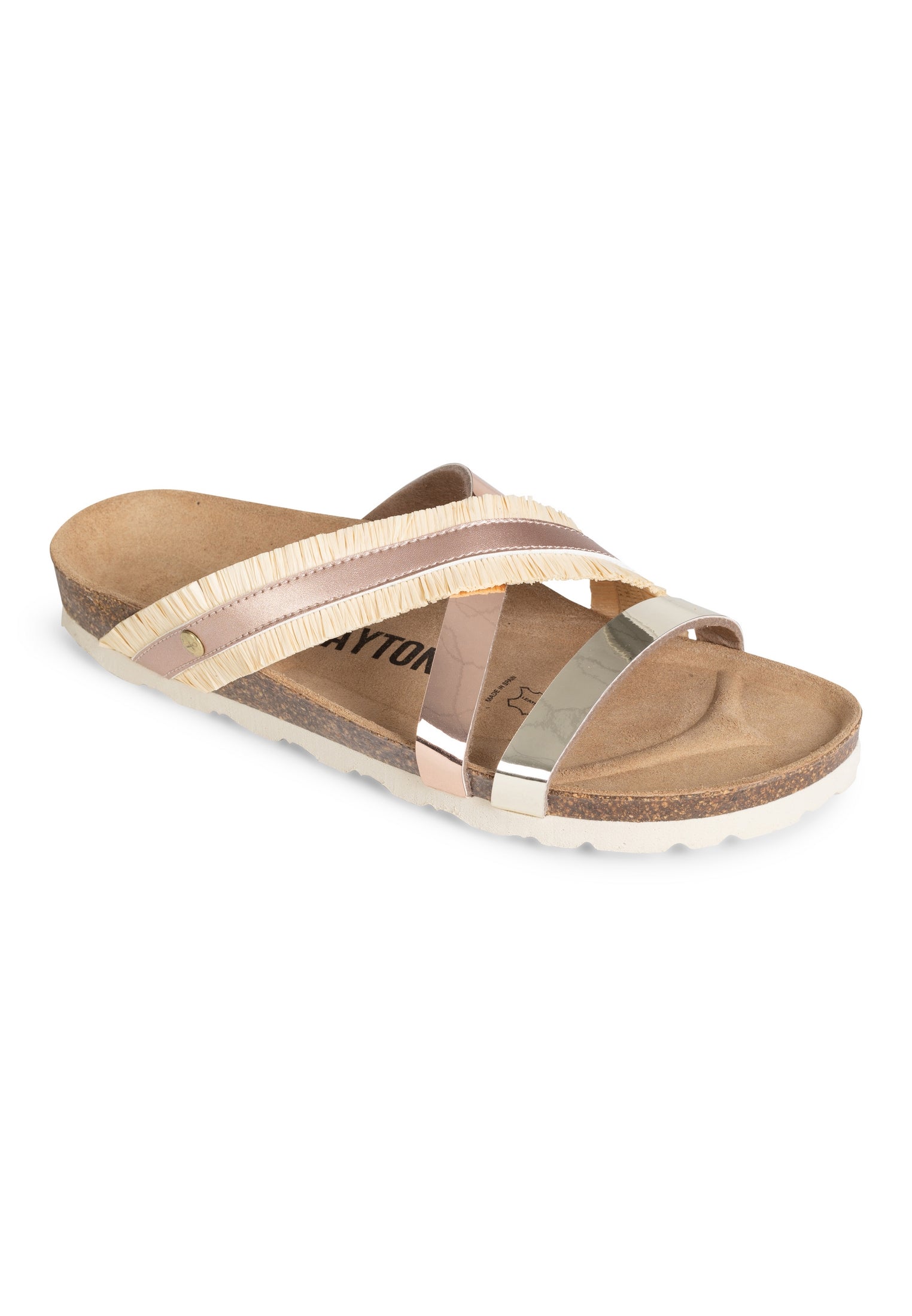 Sandalias Reine Multibrides Beige Y Oro Rosa