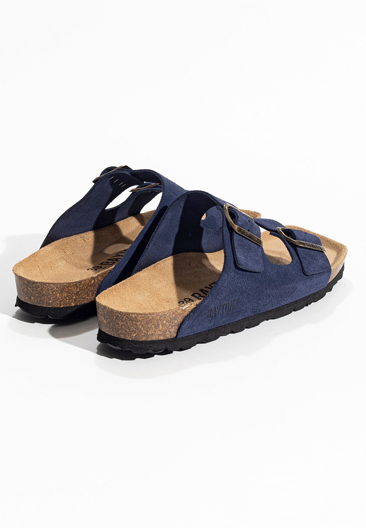 Atlas Navy Blue Suede Leather 2 Strap Sandals