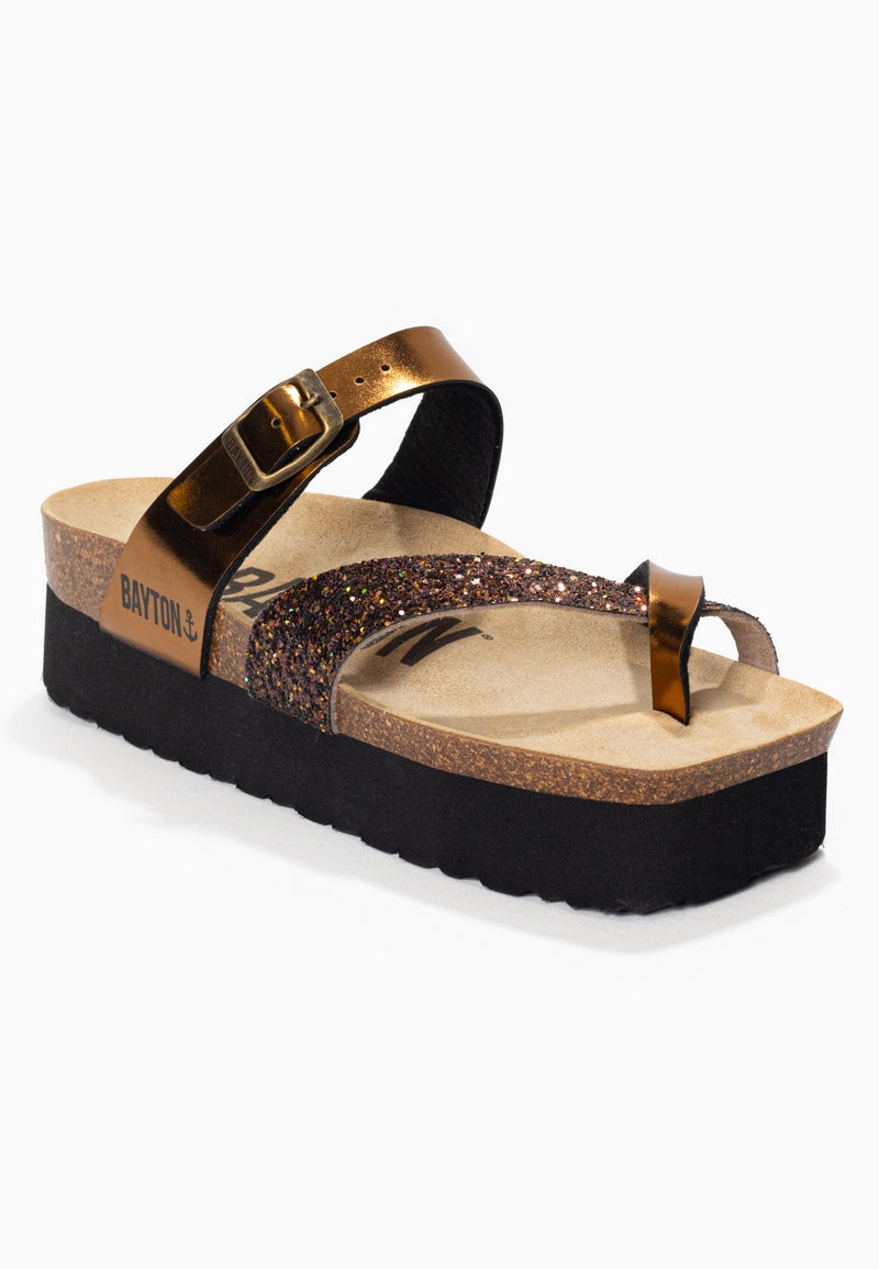 Andromac Bronze and Glitter Platform Sandals