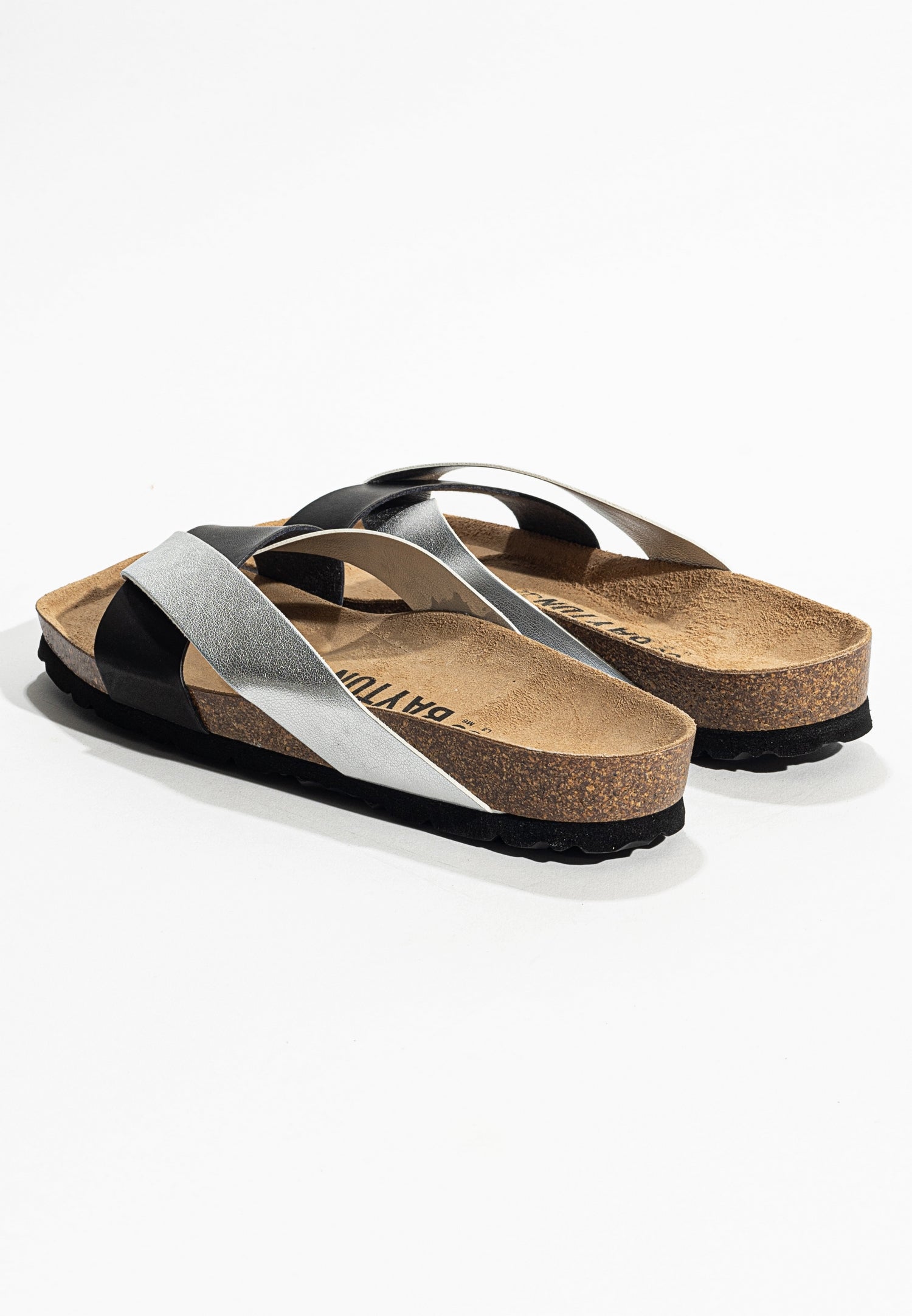 Mildura Black and Silver 2 Strap Sandals