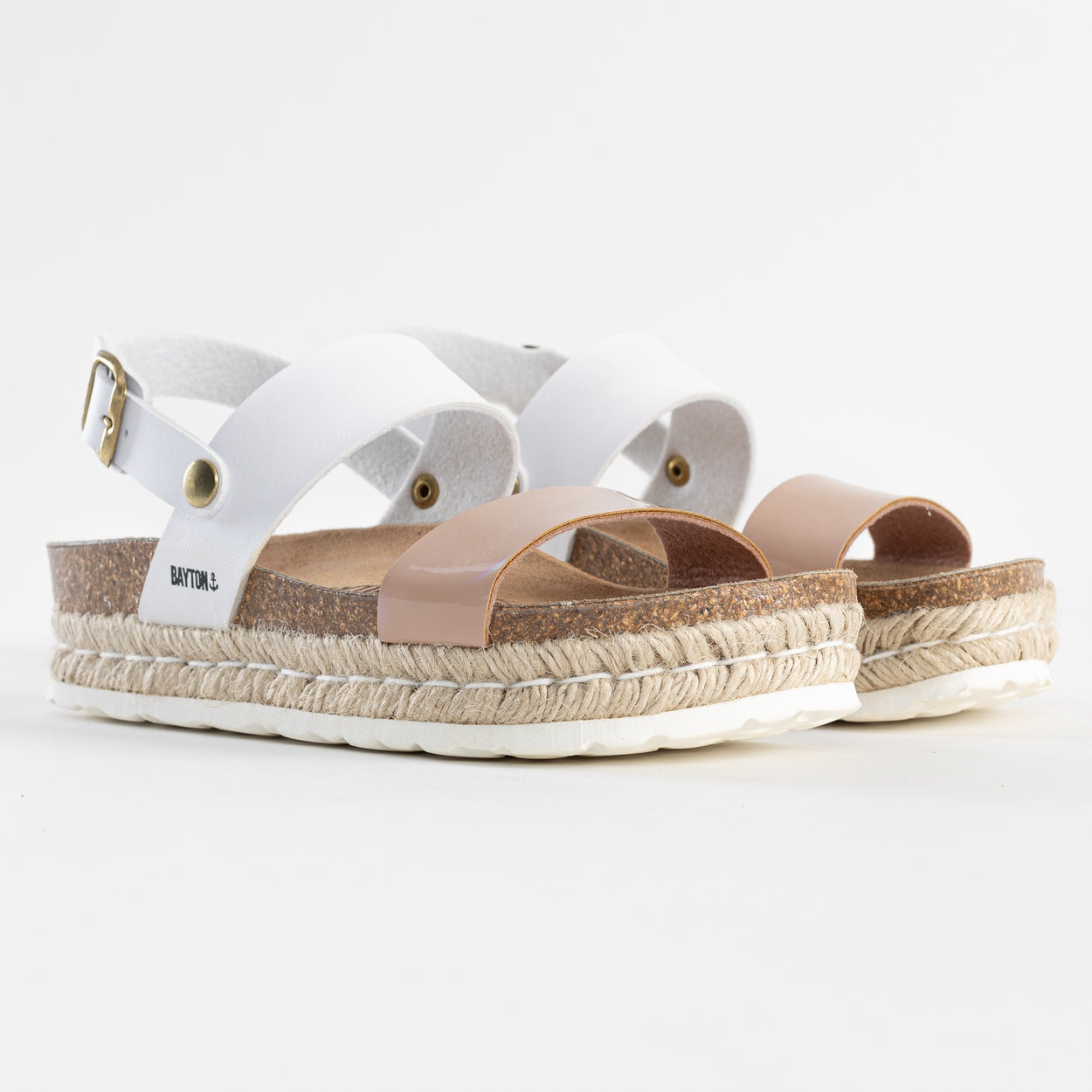 Gaceo White and Nude Platform Sandals