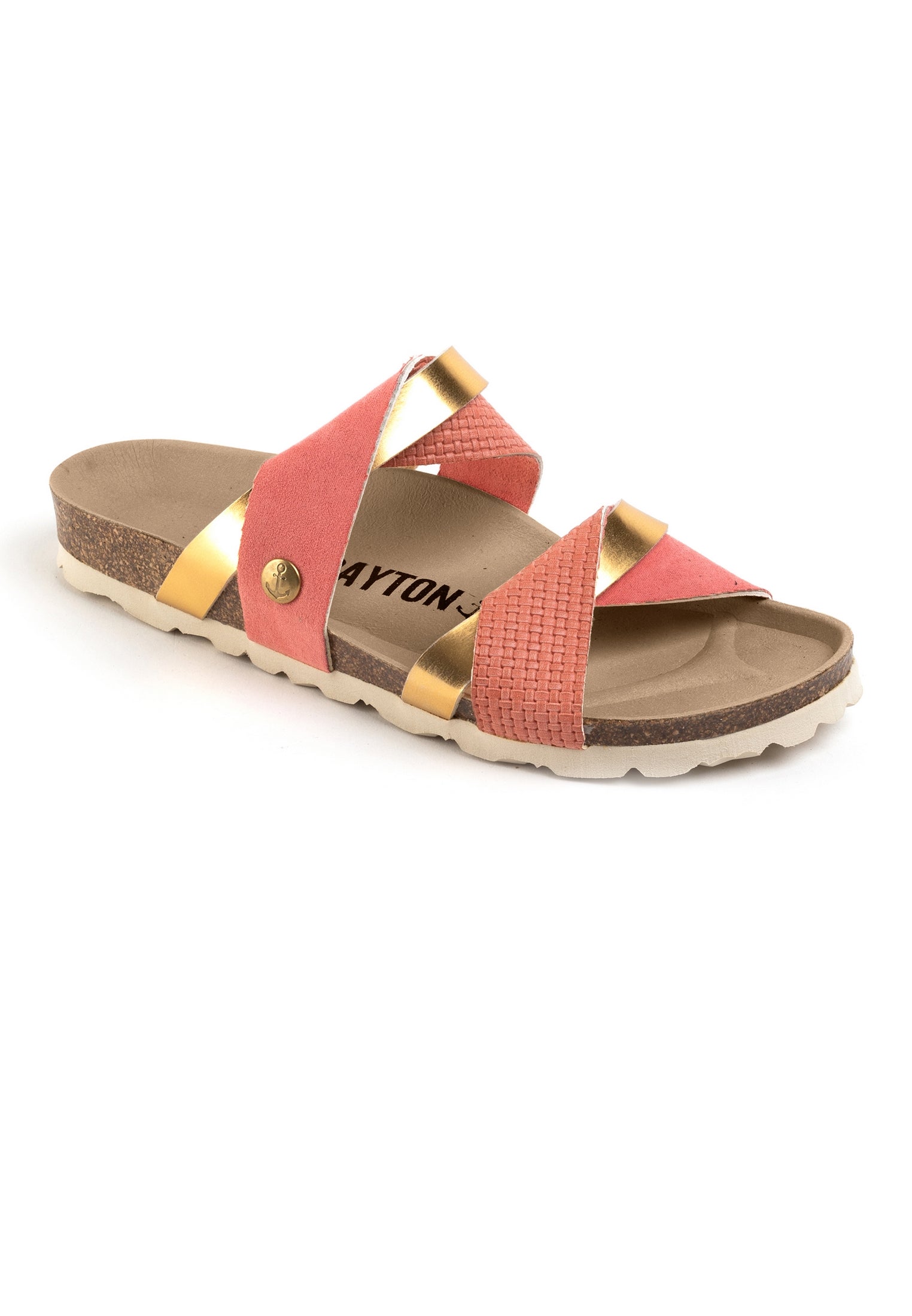 Sandalias Biarritz rosa y dorada con 2 tiras