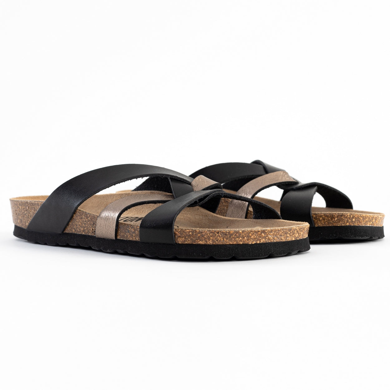 Santander Black and Mocha Multi-Strap Sandals