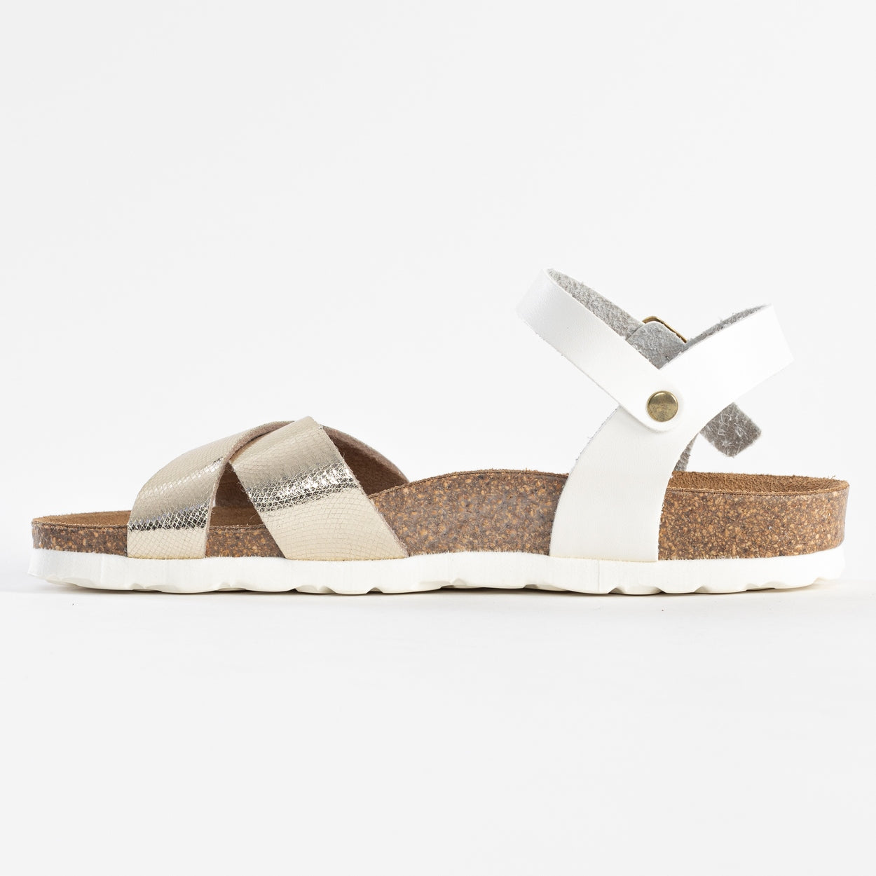 Vallado White and Gold Multi-Strap Sandals