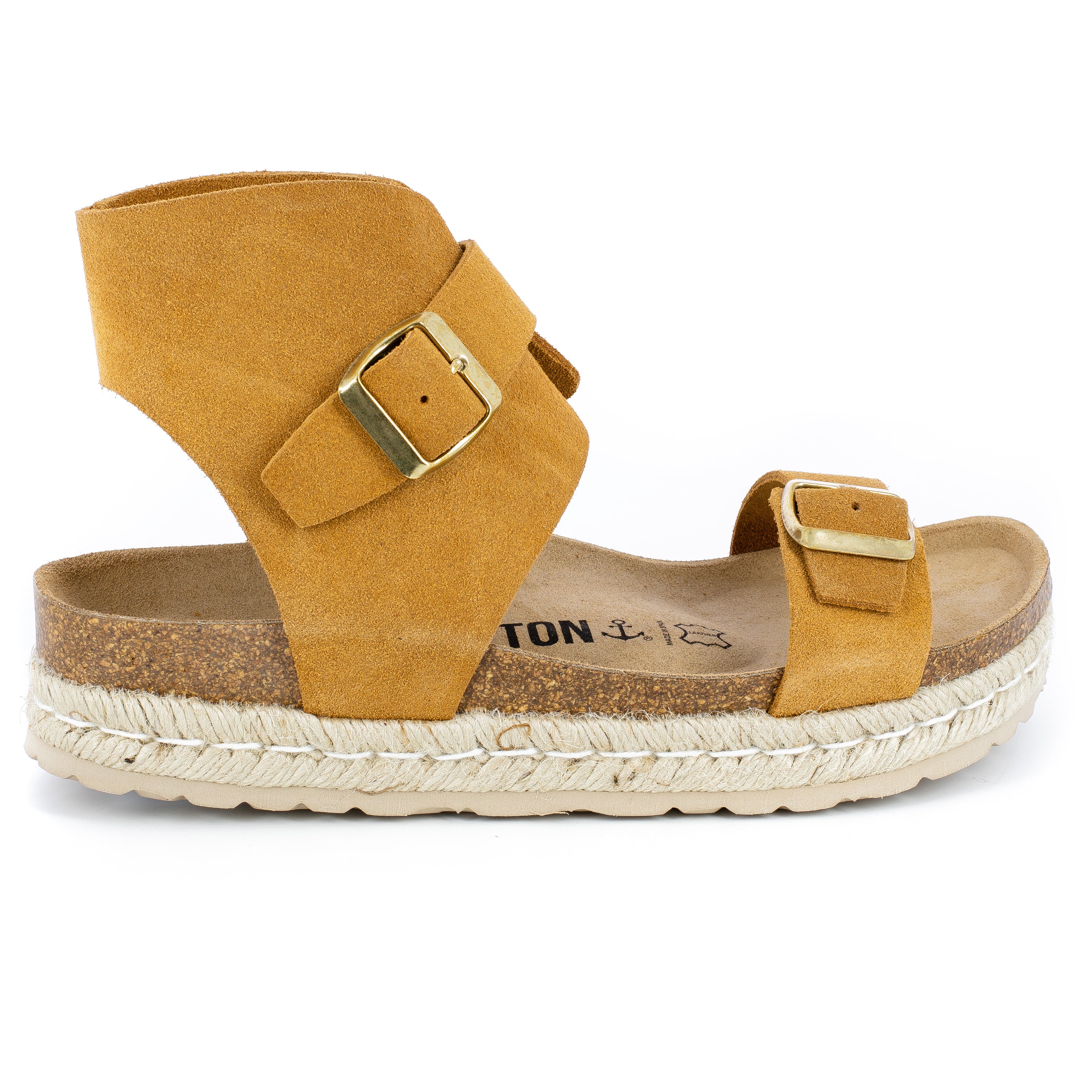 Dubbo Tan Suede Leather Multi-Strap Platform Sandals