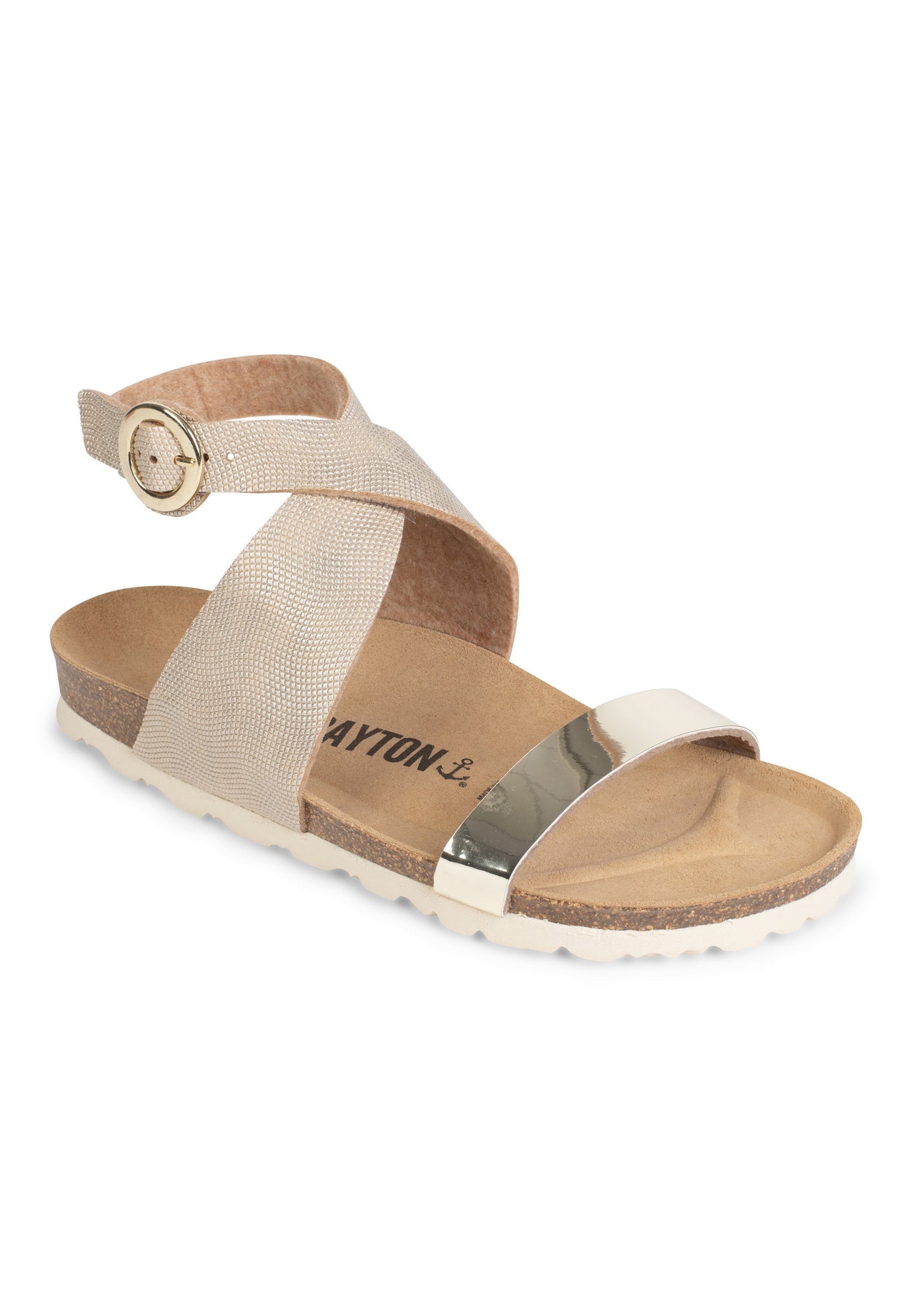 Sandales Goelette Gris Et Beige Dorées Multi-Brides