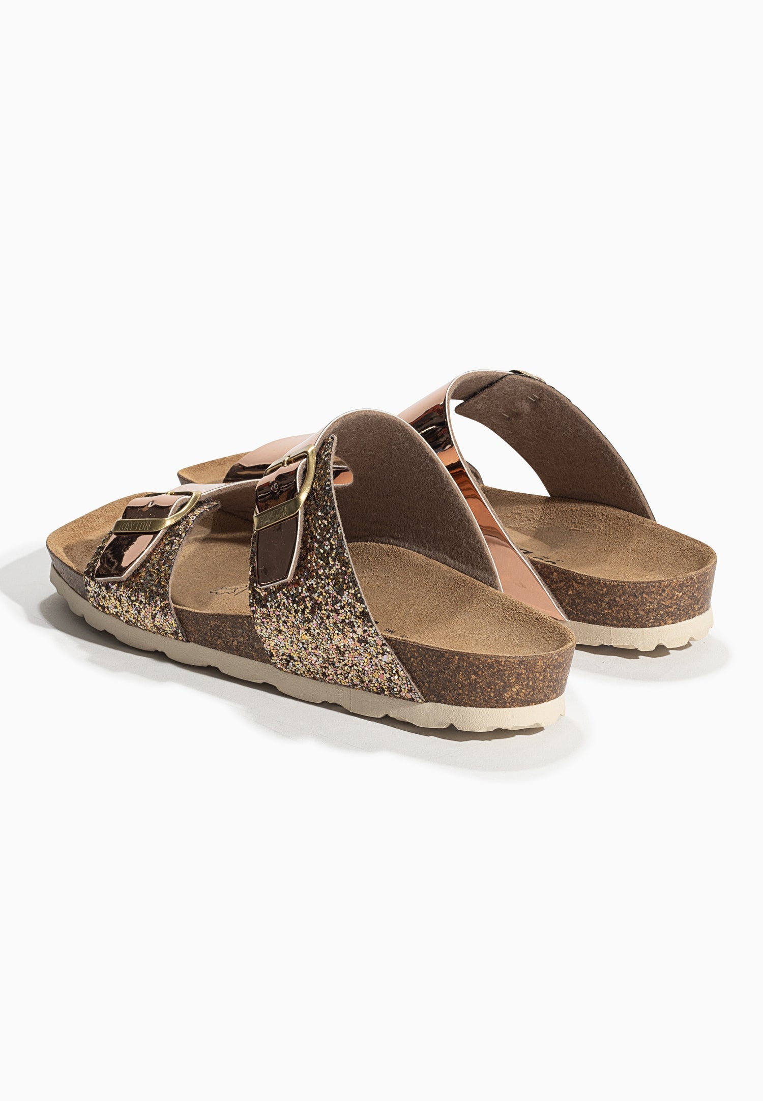 Ilithyie Rose gold and glitter 2-strap sandals