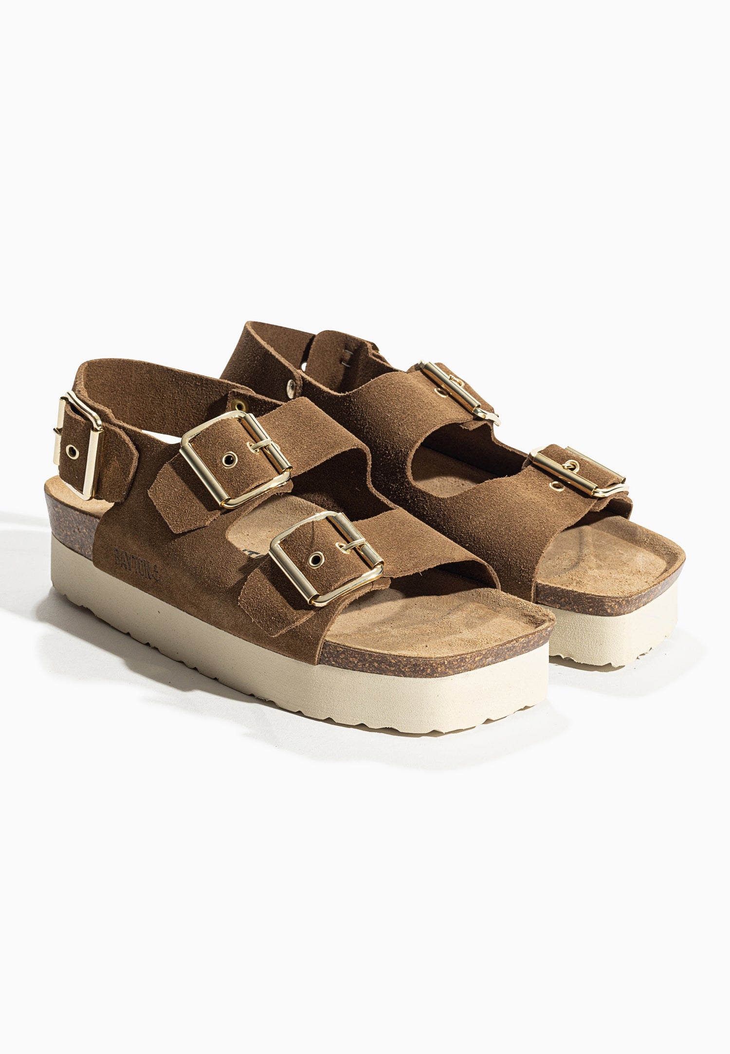 Rosa Camel Platform Sandals in Suede Leather