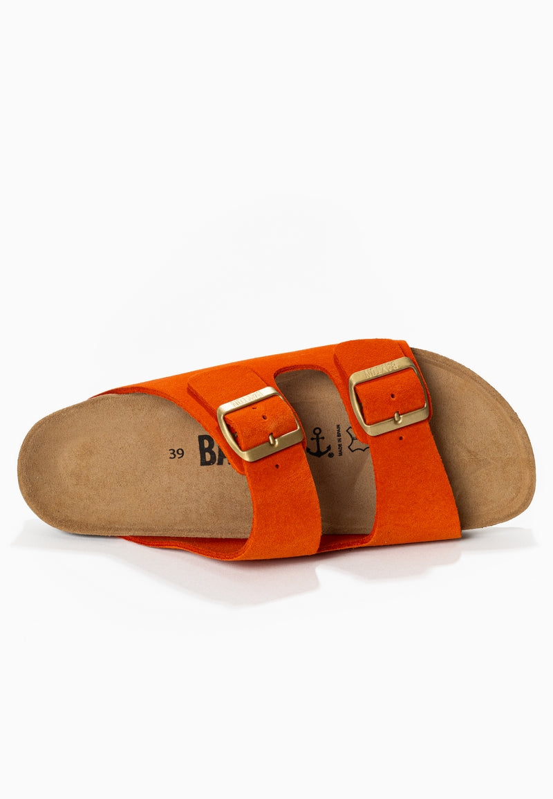 Atlas Orange Suede Leather 2 Strap Sandals