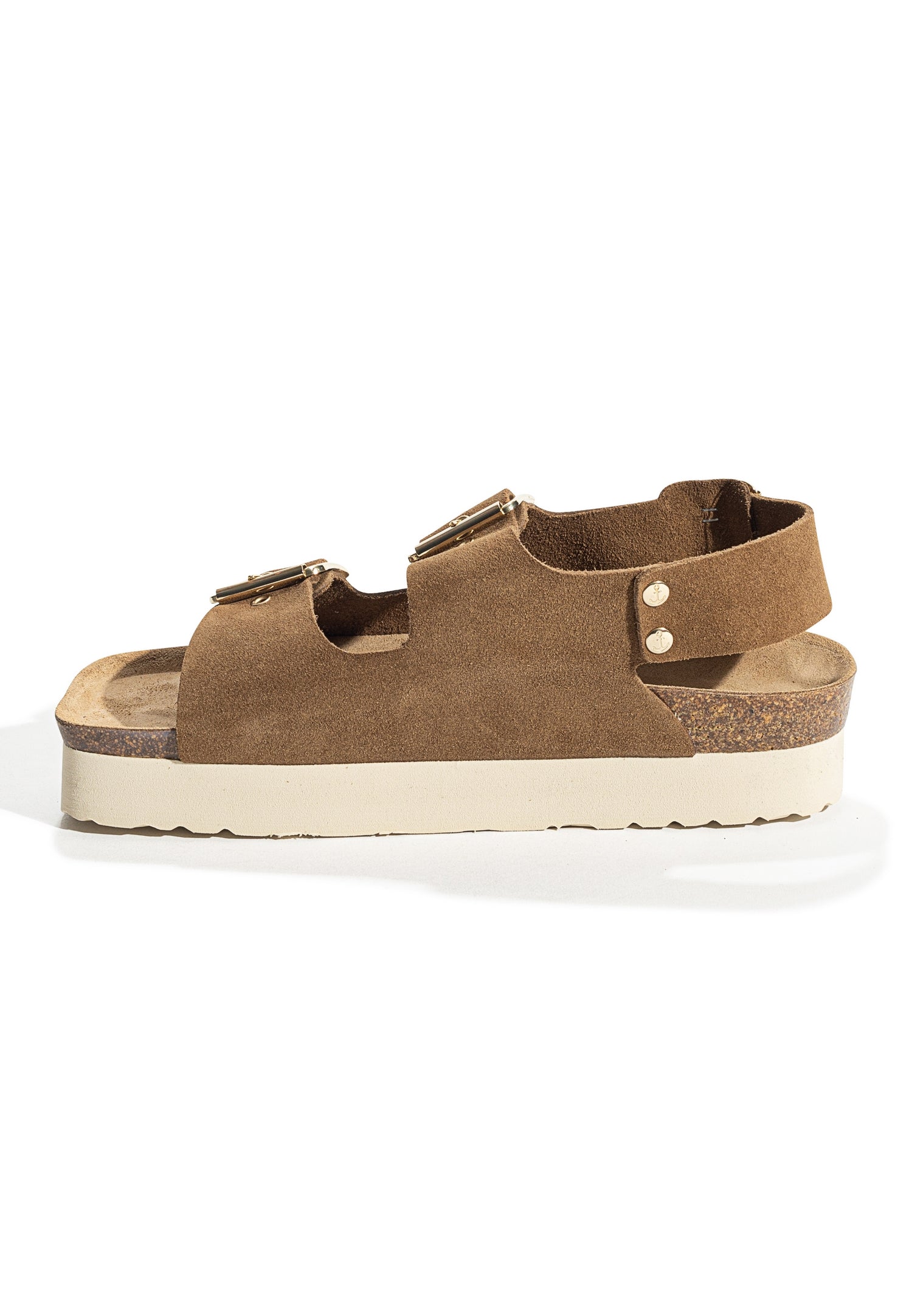 Rosa Camel Platform Sandals in Suede Leather