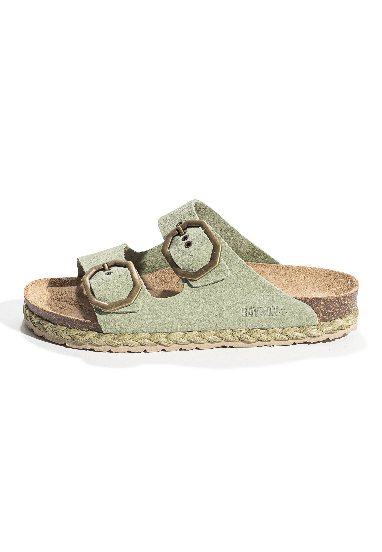 Atlas Green Suede Leather 2 Strap Sandals