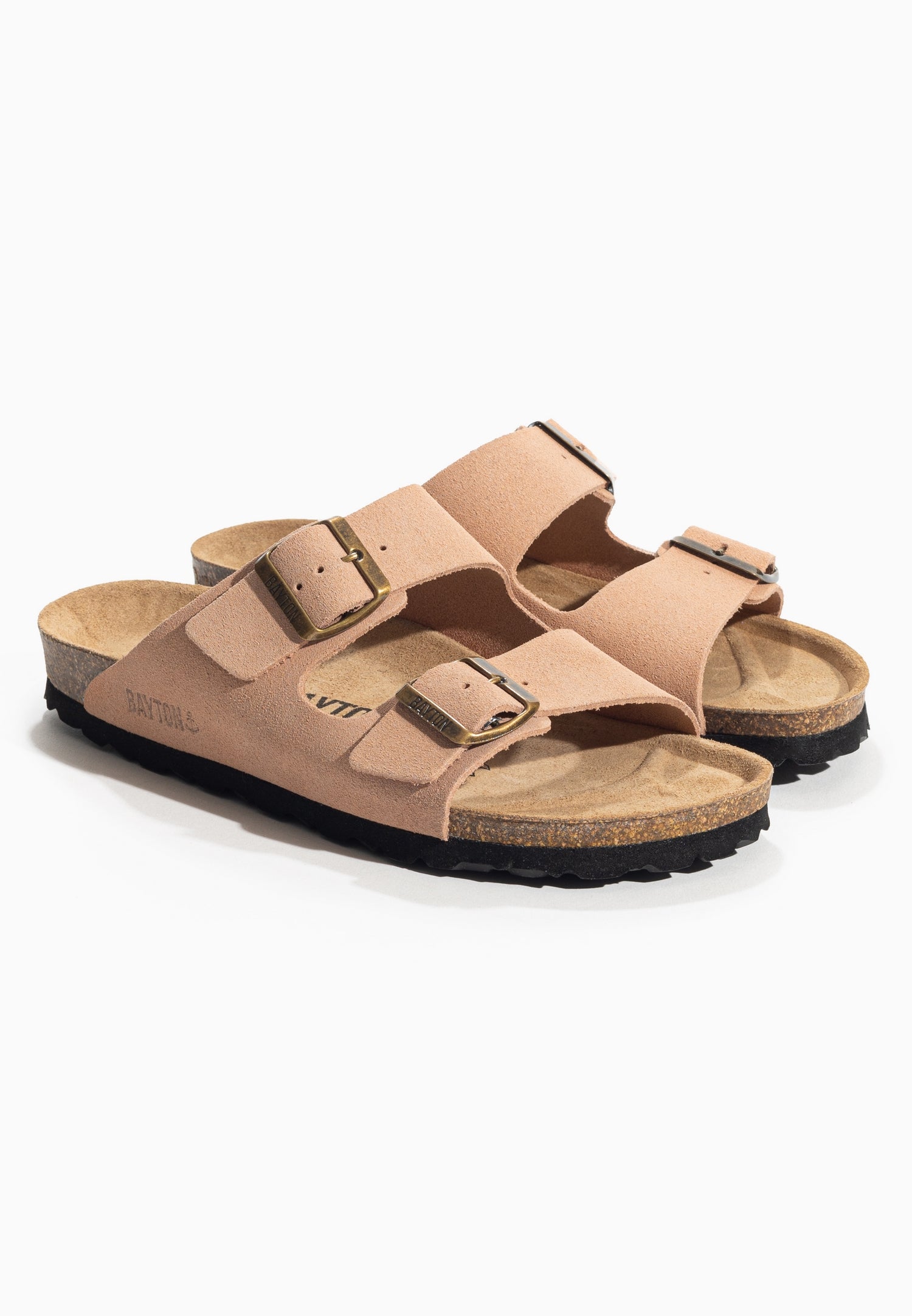 Tracy Peach Suede Leather 2 Strap Sandals